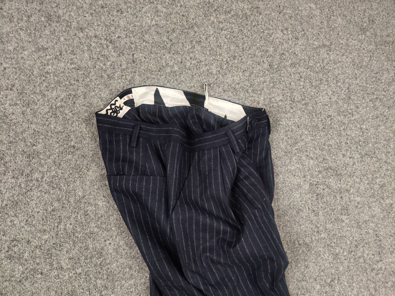 Other EnSoie Design Premium handmade wool Navy stripe Ankle Pants Size US 32 / EU 48 - 4 Thumbnail
