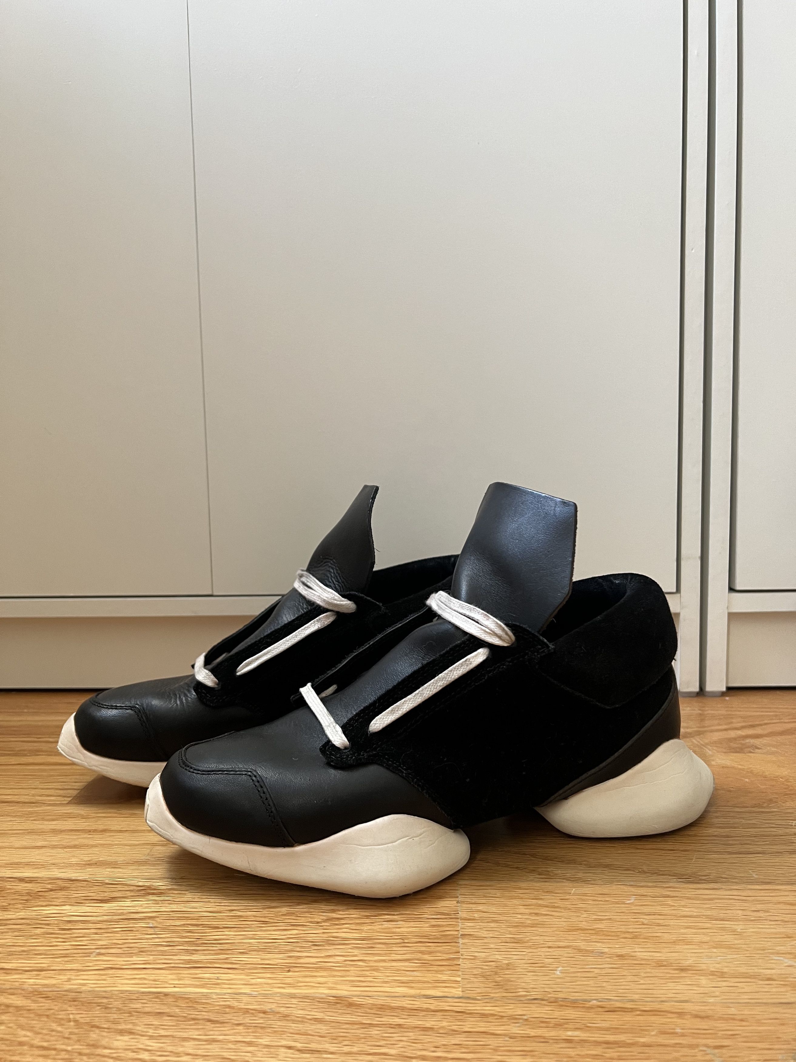adidas gazelle silver green womens Rick Owens x Adidas 'Vicious' Black Leather Tech Runners. – Alex Maxamenko main image 1