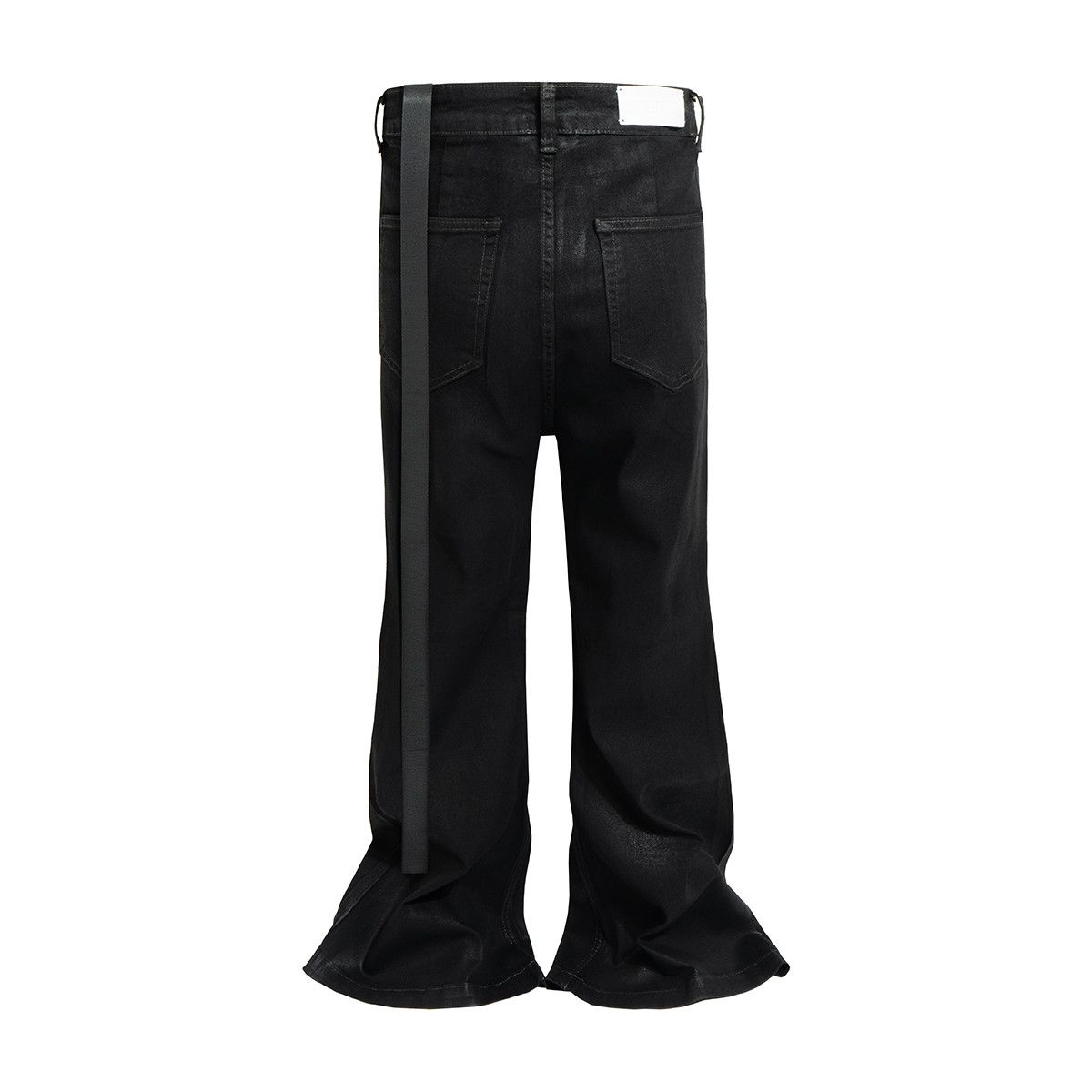 Jean × Vintage RO Ribbons Matte Coated Stretch Black Flared Jeans Size US 29 - 4 Thumbnail