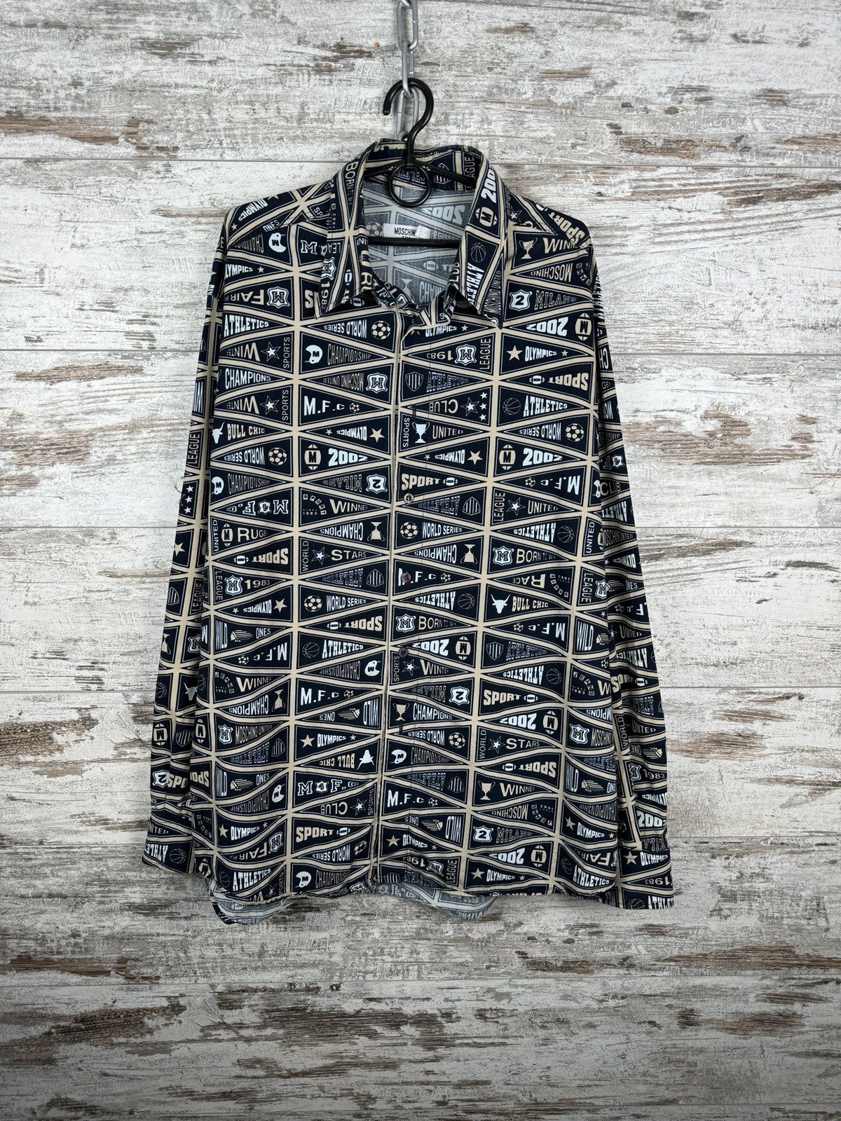 Moschino Mens Vintage Moschino Shirts button up luxury rare overprint Size US XL / EU 56 / 4 - 2 Thumbnail