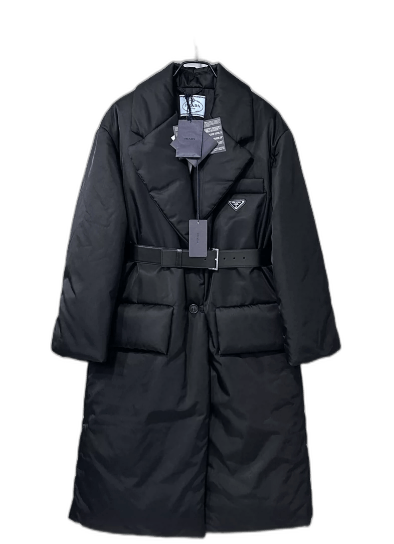Prada PRADA Long Black Triangle Logo Down Coat Size M / US 6-8 / IT 42-44 - 1 Thumbnail