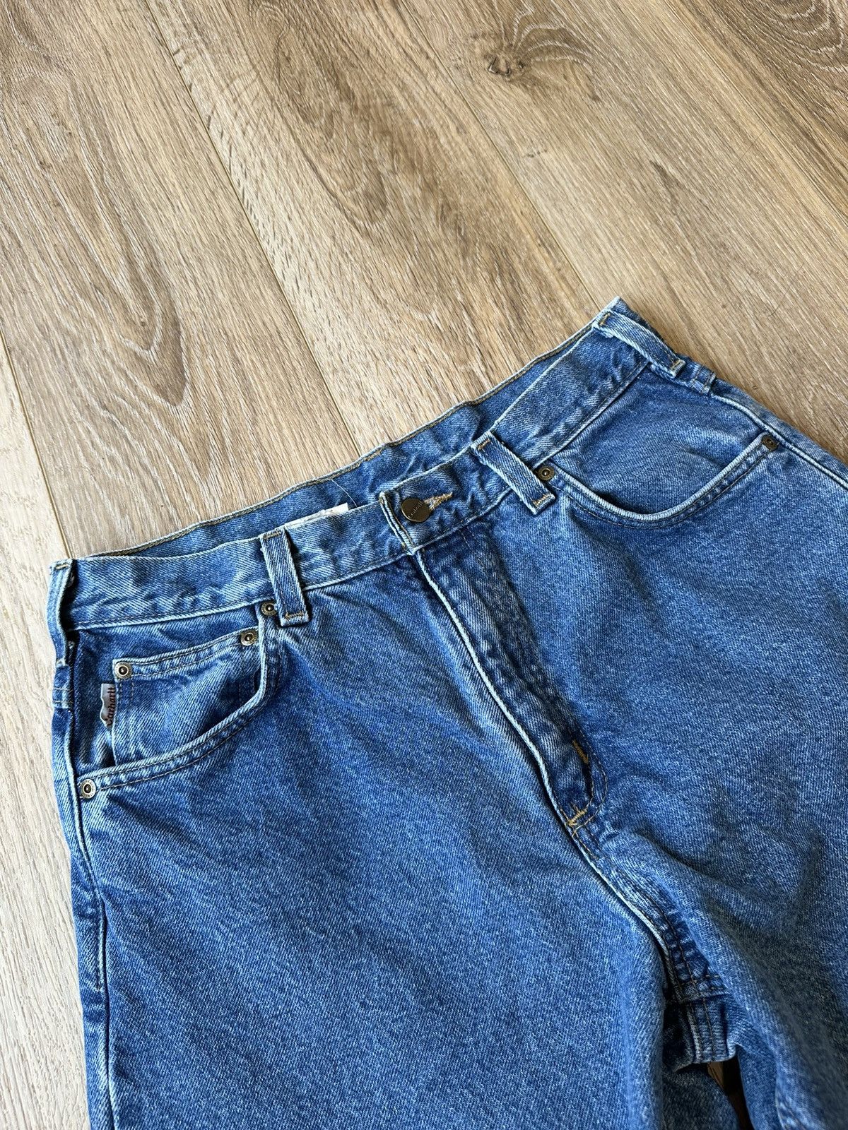 Carhartt × Vintage Vintage carhartt flannel lined denim blue jeans work pants Size US 31 - 4 Thumbnail