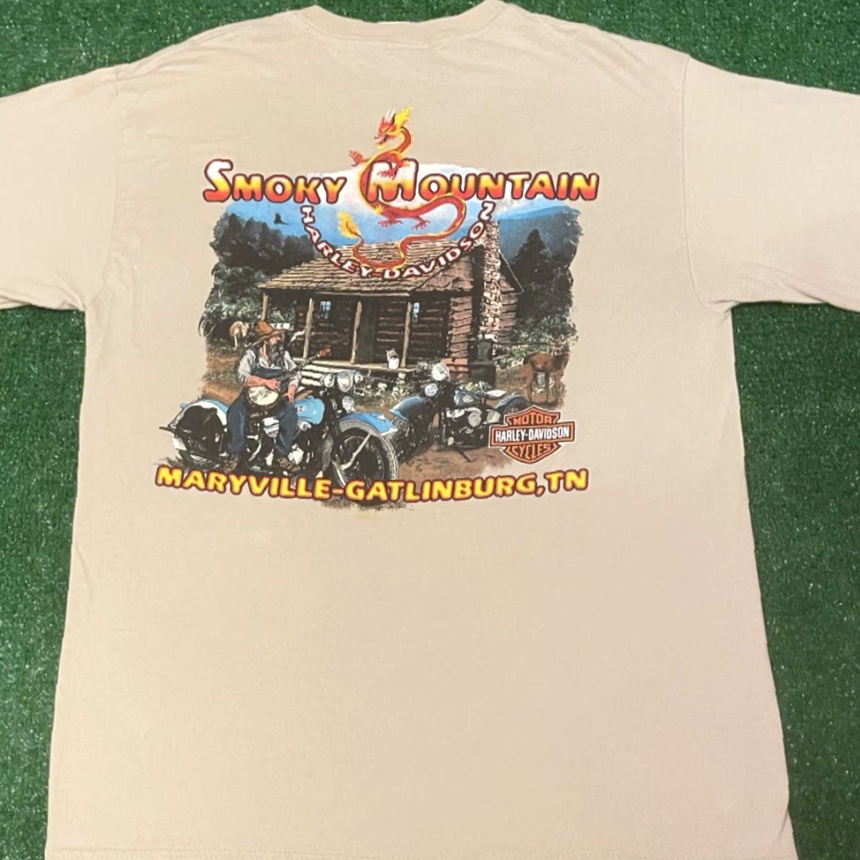 Harley Davidson VINTAGE Harley-Davidson Smokey Mountains Gatlinburg VTG 2004 Shirt Mens M Beige 90s Biker Motorcycle Y2K Mens Size US M / EU 48-50 / 2 - 2 Thumbnail