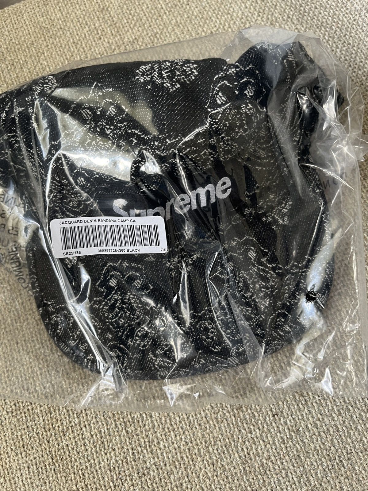 Supreme Supreme Bandana Jacquard Denim Camp Cap Black Size ONE SIZE - 1 Thumbnail