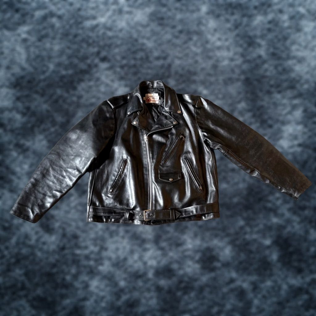 Sears VINTAGE Sears The Leather Shop Leather Biker Jacket Mens 48 Tall Black 70s Size US M / EU 48-50 / 2 - 1 Thumbnail