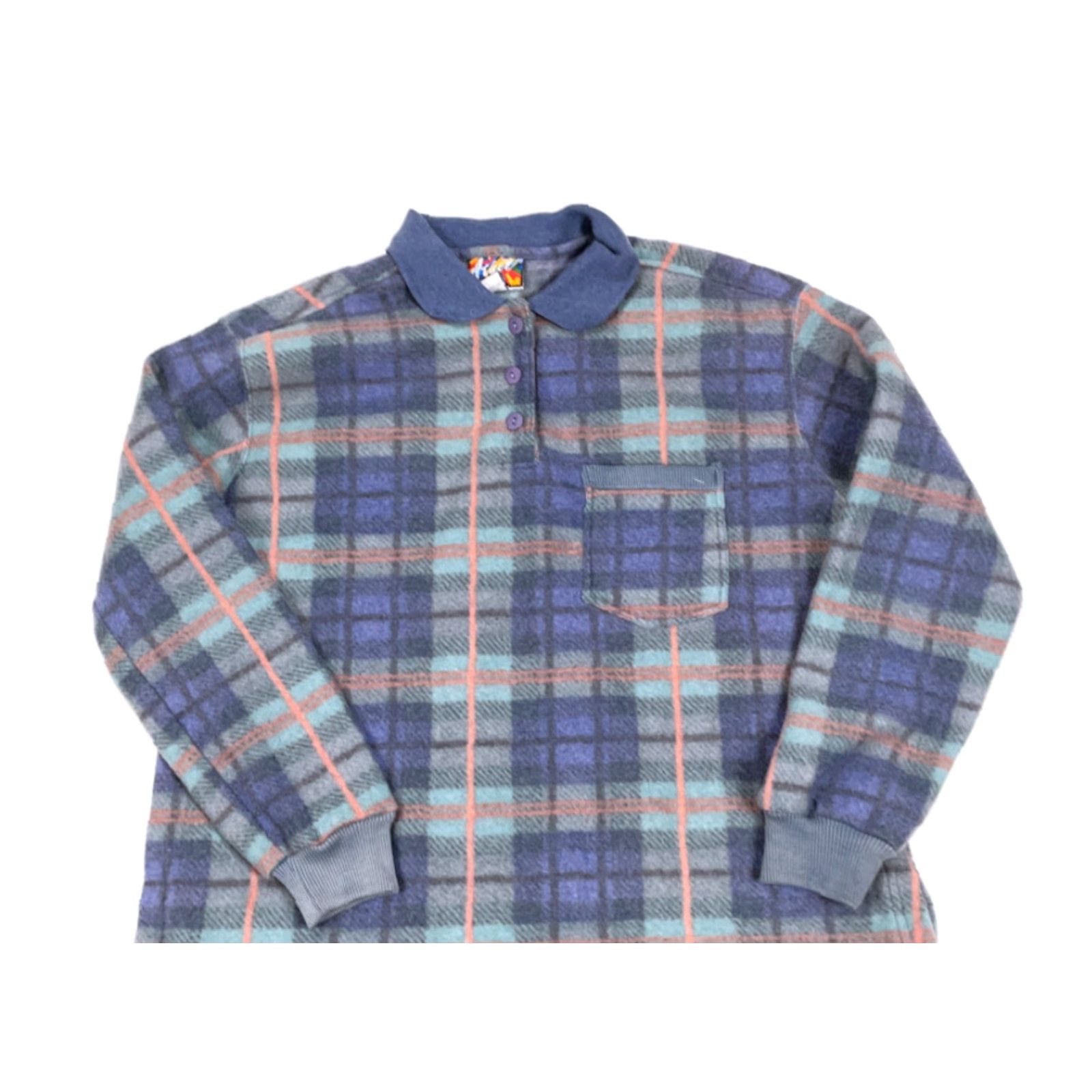 Etro VTG 90s Plaid Fleece Collared Pullover Sweatshirt Jacket M Multicolor Grunge Retro Sweater Women Size M / US 6-8 / IT 42-44 - 3 Thumbnail