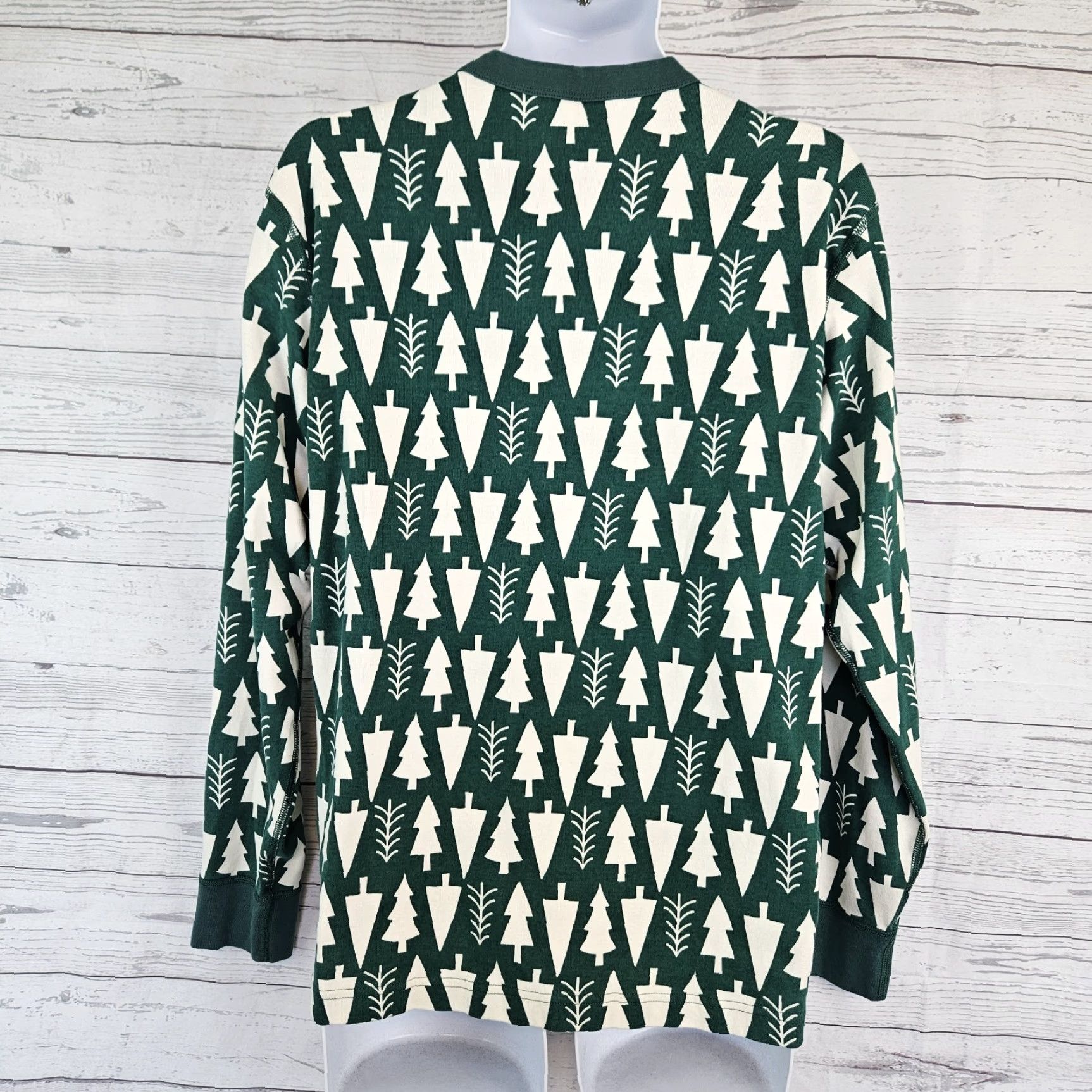 Vintage Hanna Andersson Adult Pajama Top XL Green Christmas Trees Cotton Long Sleeve Unisex Adults Mens Womens Holiday Dec-? Size XL / US 12-14 / IT 48-50 - 3 Thumbnail