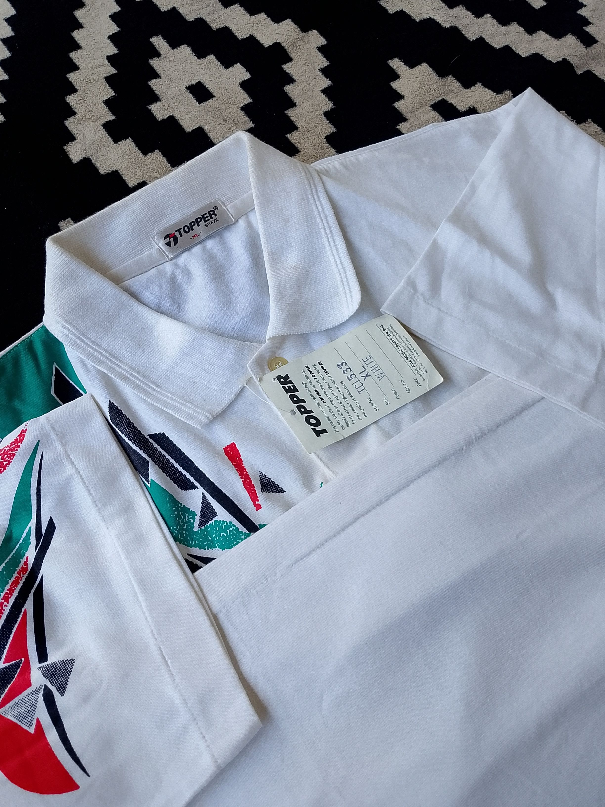 Topperz Vintage 80s TOPPER Graphic Polo Blokecore Retro Tennis Vibes Size US XL / EU 56 / 4 - 4 Thumbnail