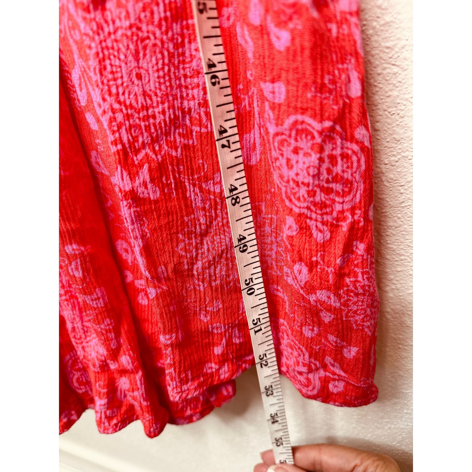 Other Lush Red Pink Scoop Open Tie Back Floral Midi Sun dress S Size S / US 4 / IT 40 - 13 Thumbnail