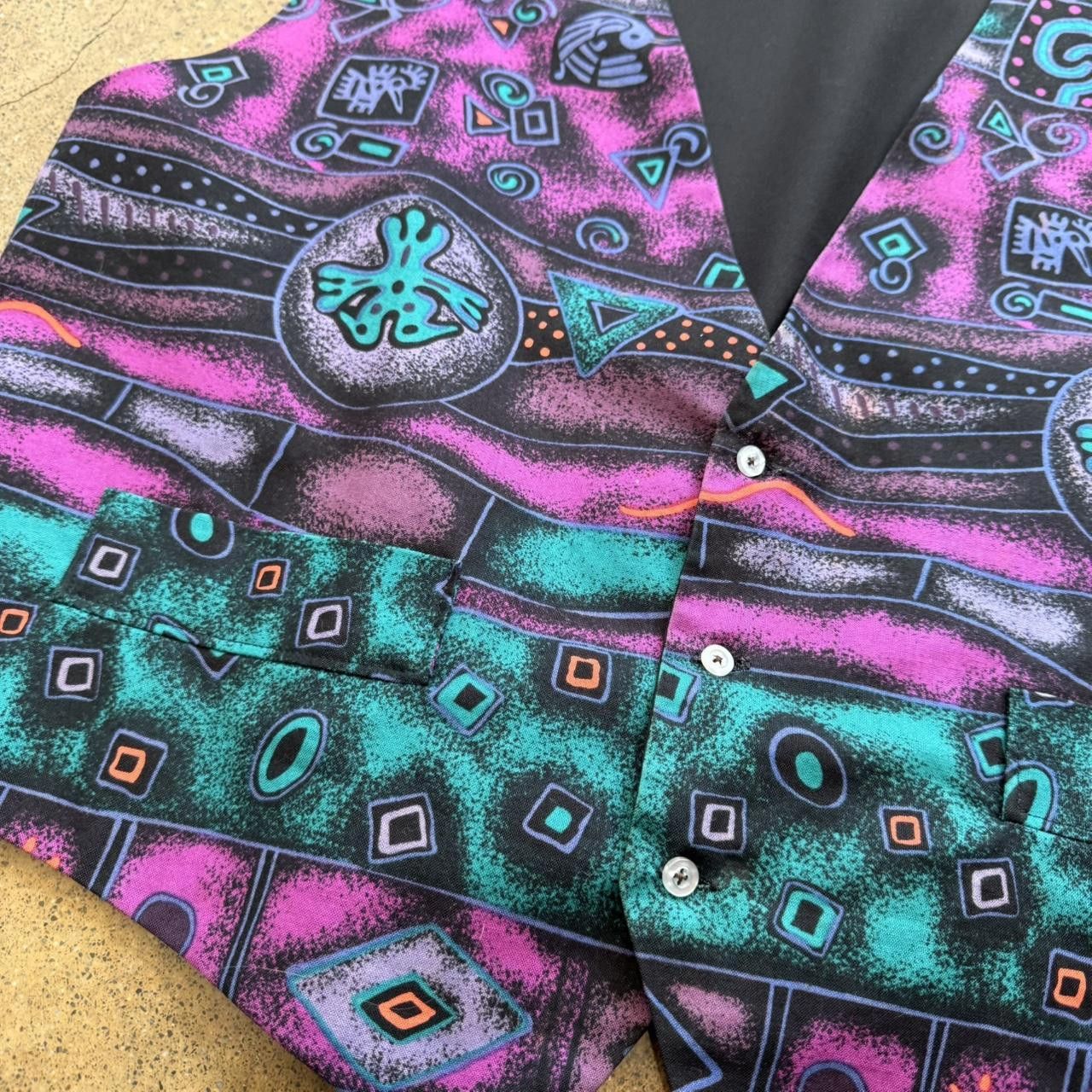 Designer Teal & Purple Native Print Vest Size US XL / EU 56 / 4 - 3 Thumbnail