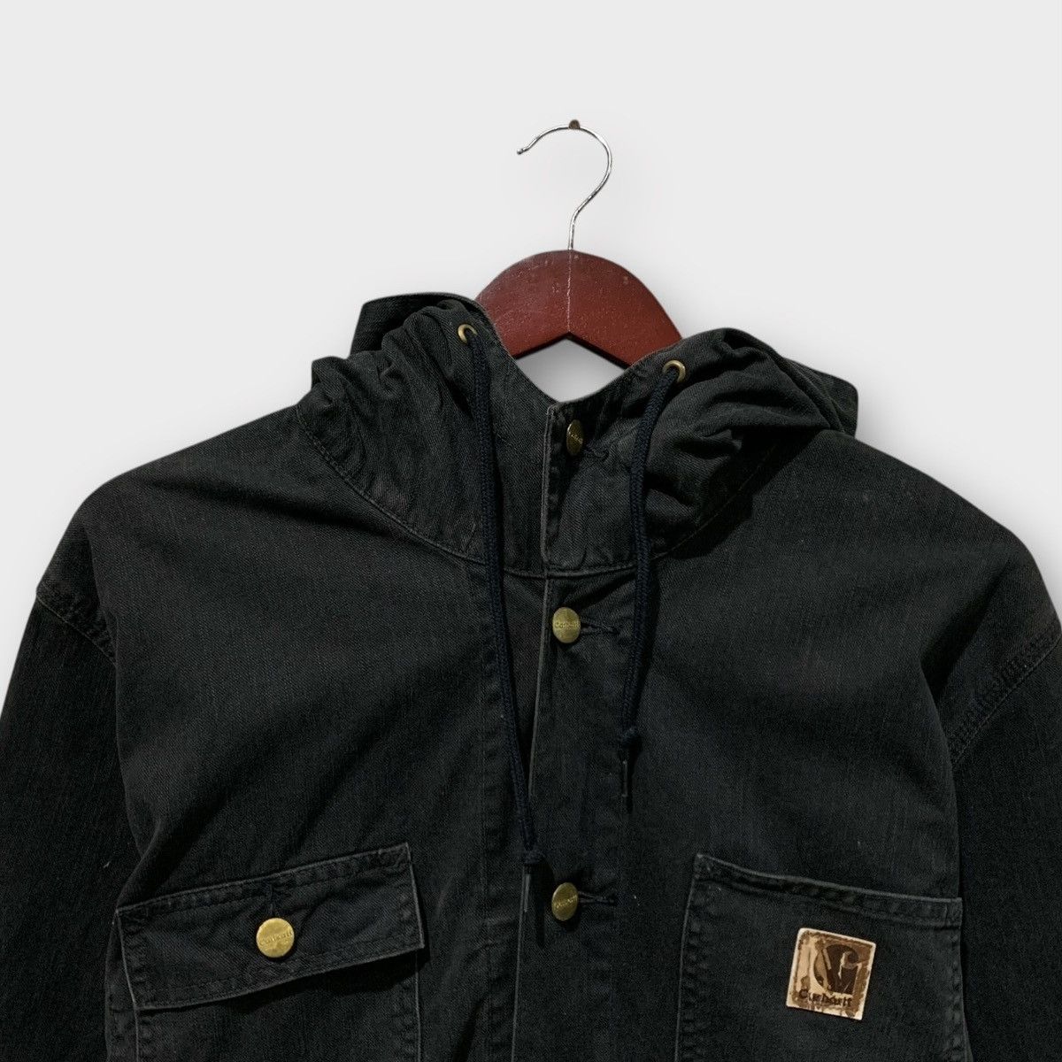 Carhartt VINTAGE CARHARTT DENIM HOODIE CHORE JACKET BUTTON BLACK Size US L / EU 52-54 / 3 - 3 Thumbnail