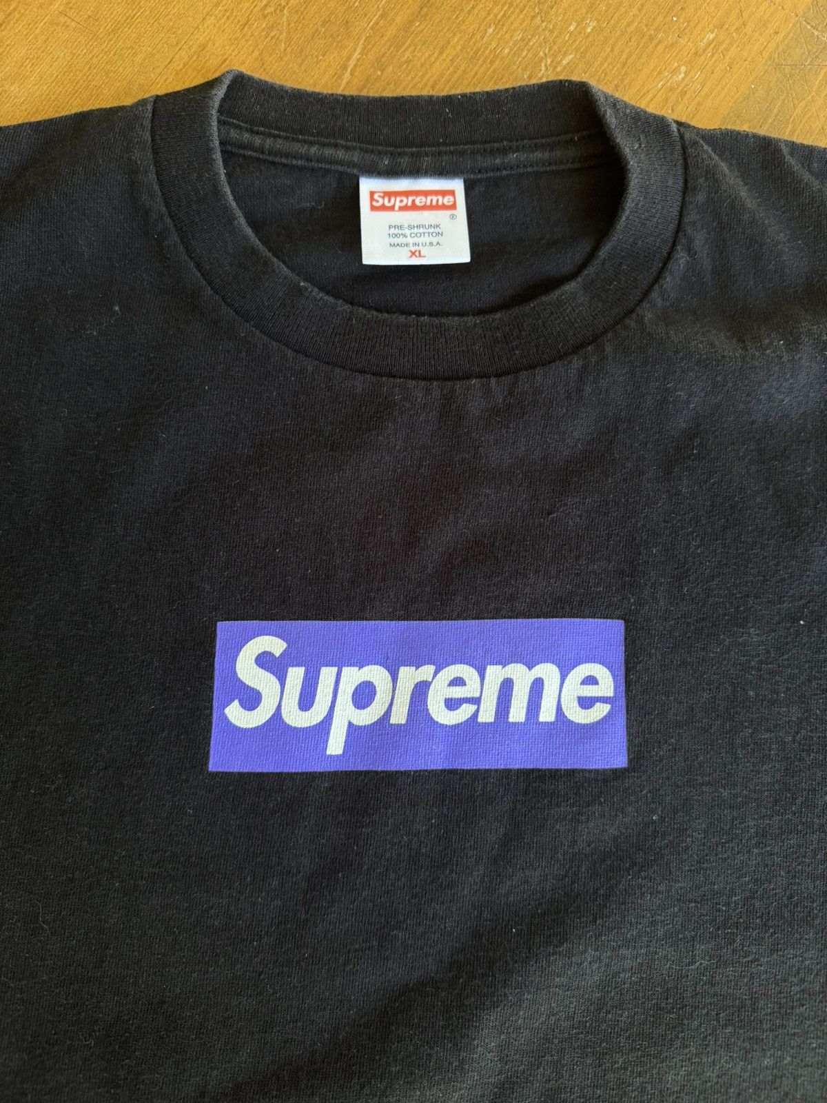 Supreme Supreme Purple on Black Box Logo Tee 2006 Size US XL / EU 56 / 4 - 2 Thumbnail