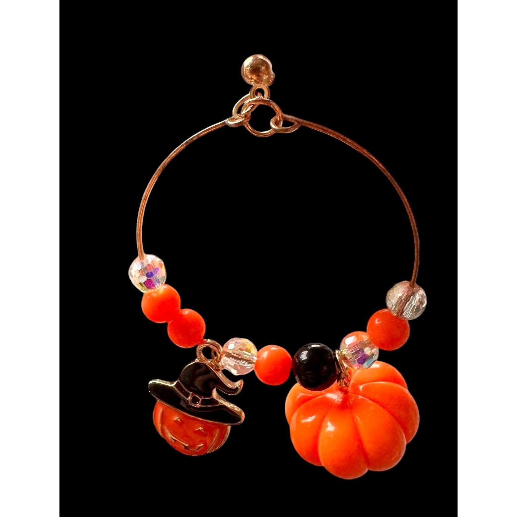 Handmade Halloween Earrings Hoop Handmade New Dangle Posts Jack O Lan Size ONE SIZE - 2 Thumbnail