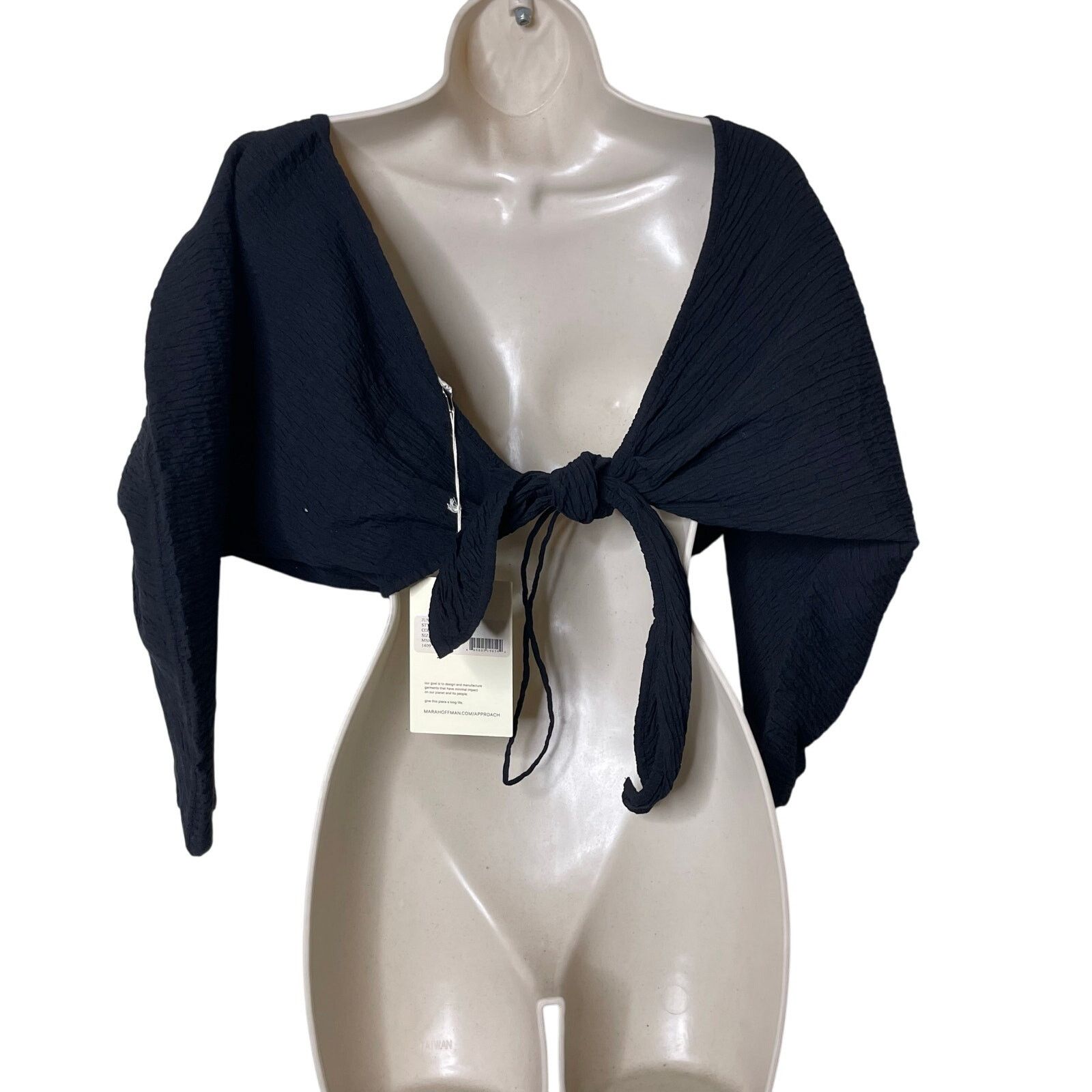 Mara Hoffman Mara Hoffman Justine Twist-Front Cropped Blouse Black sz L Size L / US 10 / IT 46 - 6 Thumbnail