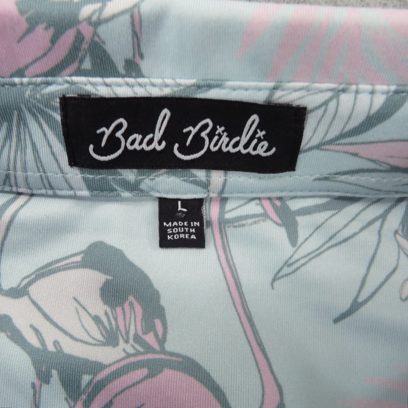 Vintage Bad Birdie Polo Mens Large Pink Mint Tropical Flamingo AOP Floral Performance Polo Shirt Mens Garden Tropical Size US L / EU 52-54 / 3 - 3 Thumbnail