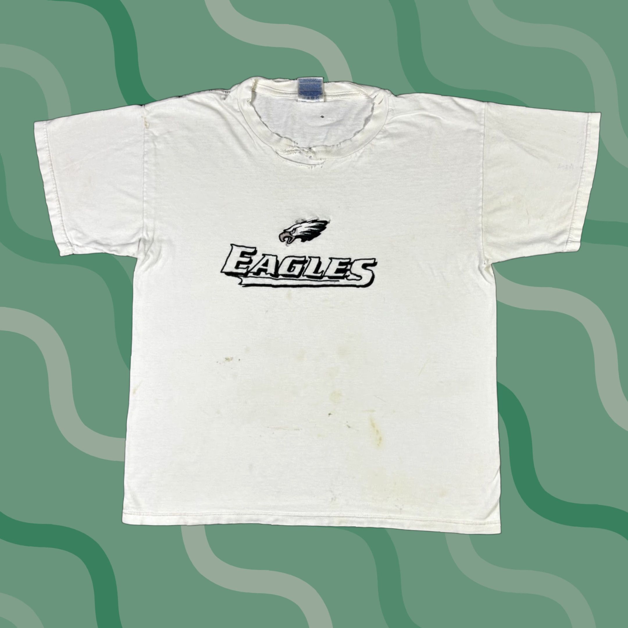 NFL VINTAGE Philadelphia Eagles T Shirt Embroidered Logo NFL Thrashed Distressed Lg Size US L / EU 52-54 / 3 - 1 Thumbnail