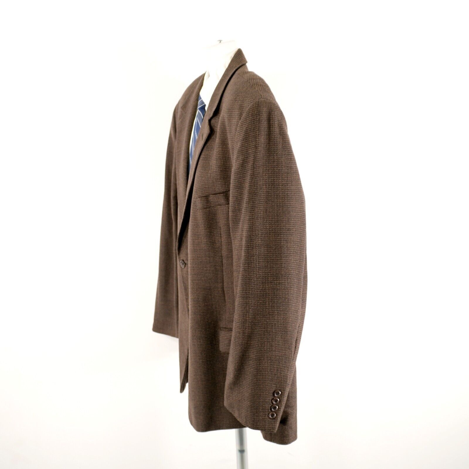 Pronto Uomo Pronto Uomo Tweed Lambswool Brown Blue Tan Check 2 Button Sp Size 50R - 6 Thumbnail