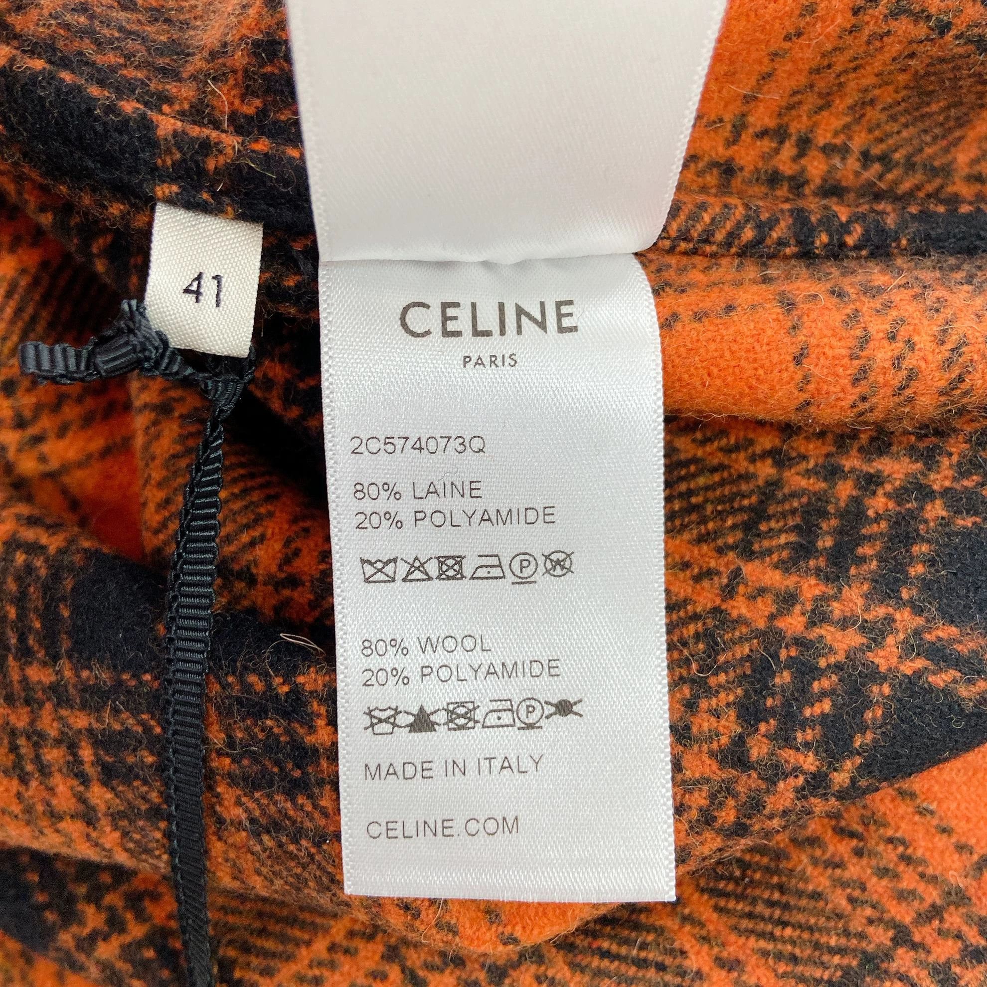 Celine CELINE Orange Gingham Lapel Relaxed SB LS Shirt 41 Size US L / EU 52-54 / 3 - 7 Thumbnail