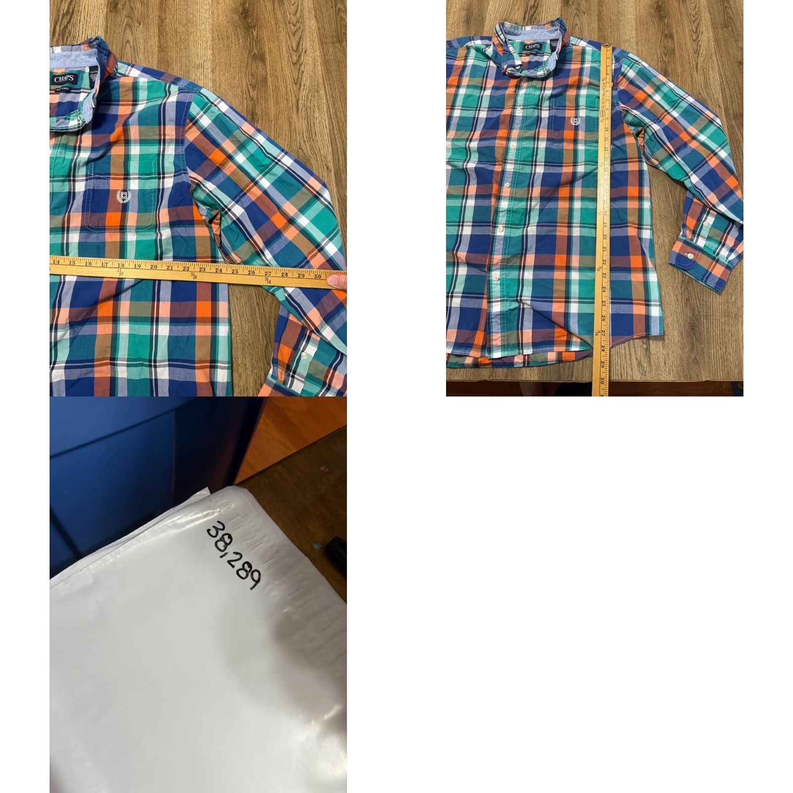 Chaps VINTAGE CHAPS Shirt Men XXL Orange Blue Green Plaid Long Sleeve Button Down Size US XXL / EU 58 / 5 - 8 Thumbnail
