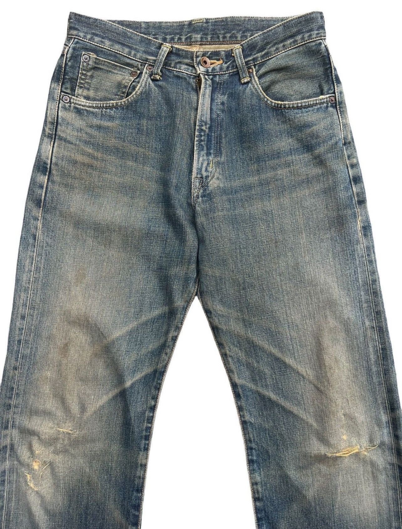 Edwin Edwin 505x Selvedge Distressed Mudwash Wide Jeans 31x30 Size US 31 - 4 Thumbnail