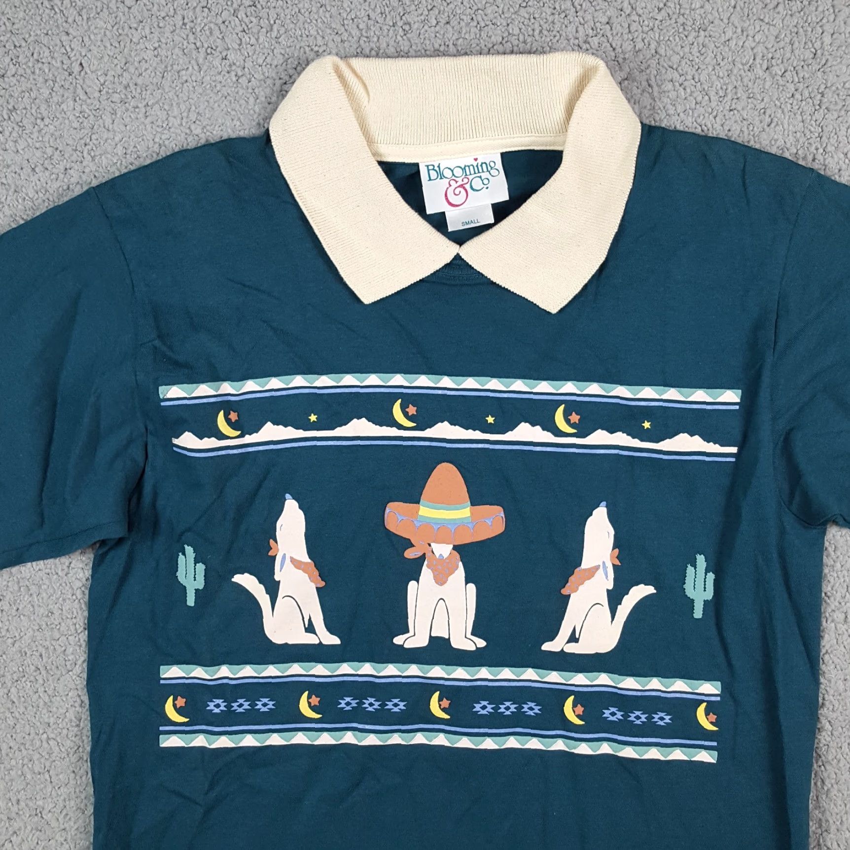 Vintage Vintage 90s Western Cowboy Howling Dog Cactus Size Small Preppy Collared T Shirt Size US S / EU 44-46 / 1 - 2 Thumbnail