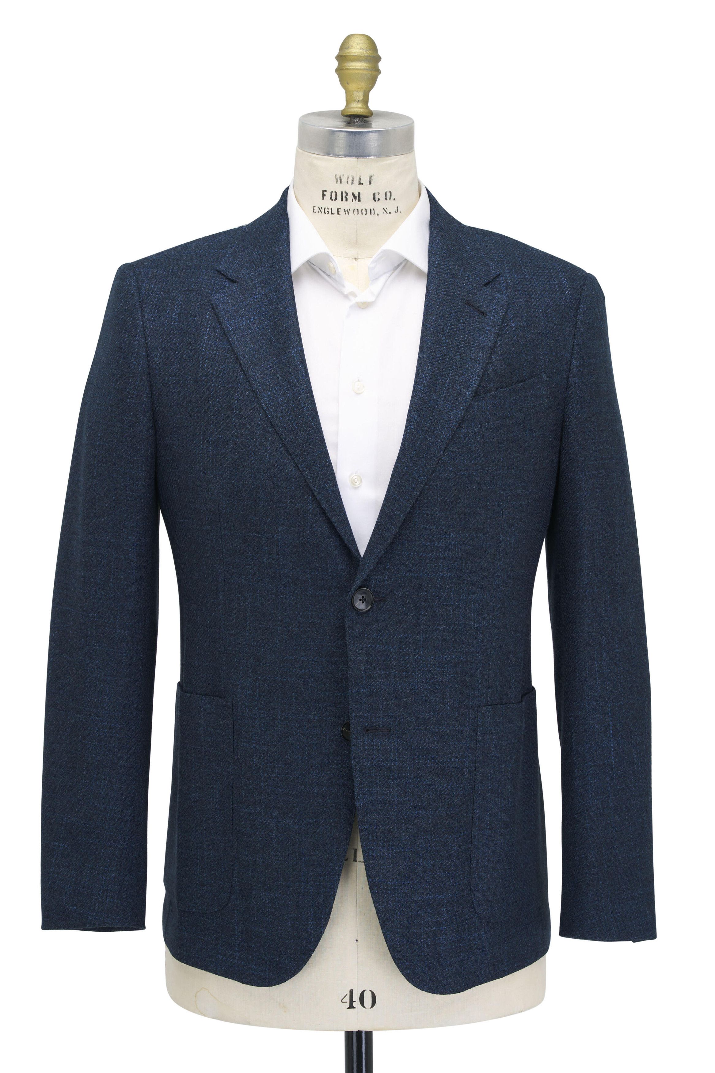 Z Zegna o1mtch0225 Crossover Plaid Sportcoat in Dark Teal Size US L / EU 52-54 / 3 - 1 Thumbnail