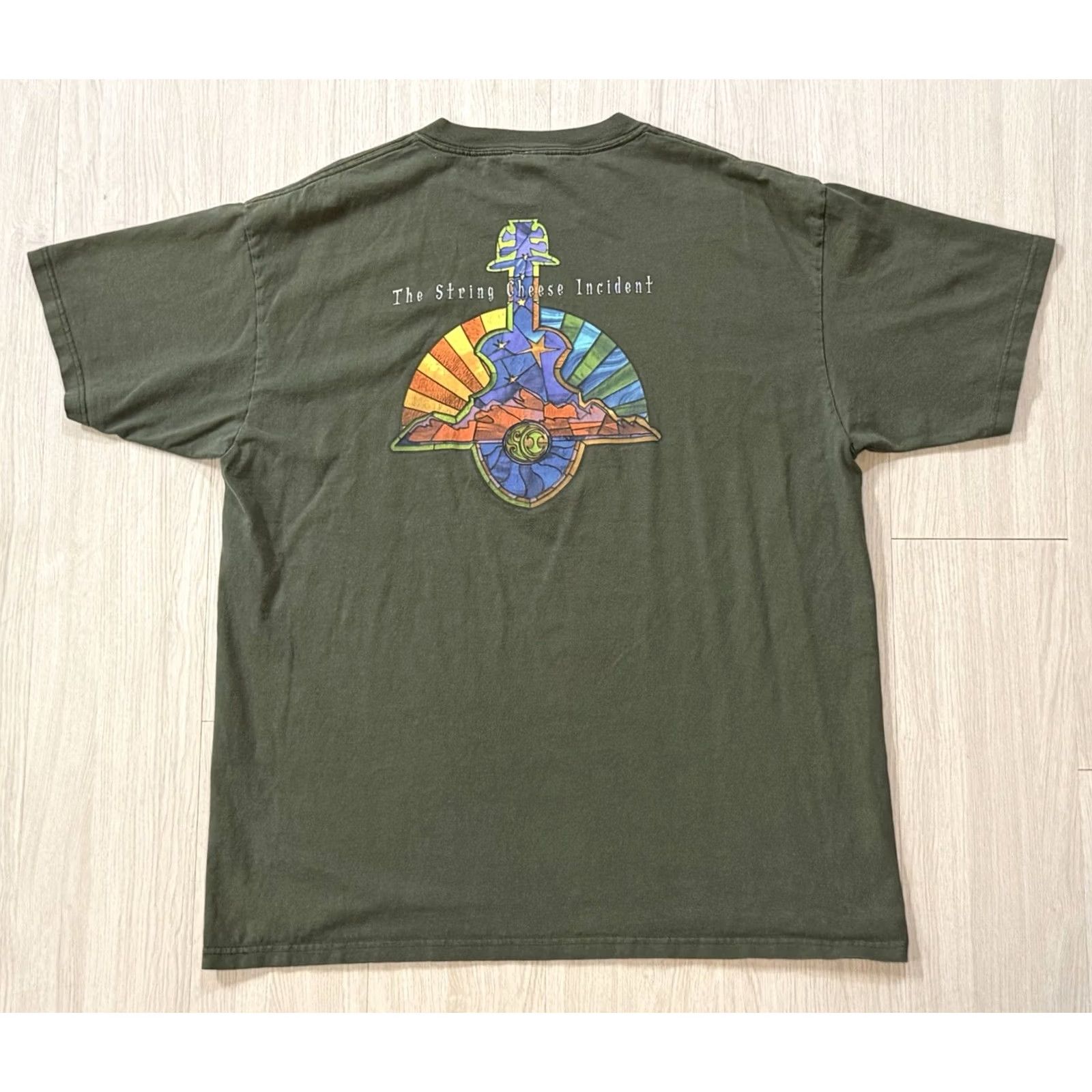 Anvil VINTAGE The String Cheese Incident Stainglass Guitar Tour Shirt XL Jam Shirt Mens Green 90s Band Music Hippie Rock Holiday Limited Edition Size US XL / EU 56 / 4 - 2 Thumbnail