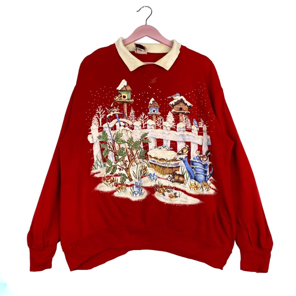 Vintage Vintage Nutcracker Christmas Bird Snowing Graphic Collar Size L / US 10 / IT 46 - 1 Thumbnail