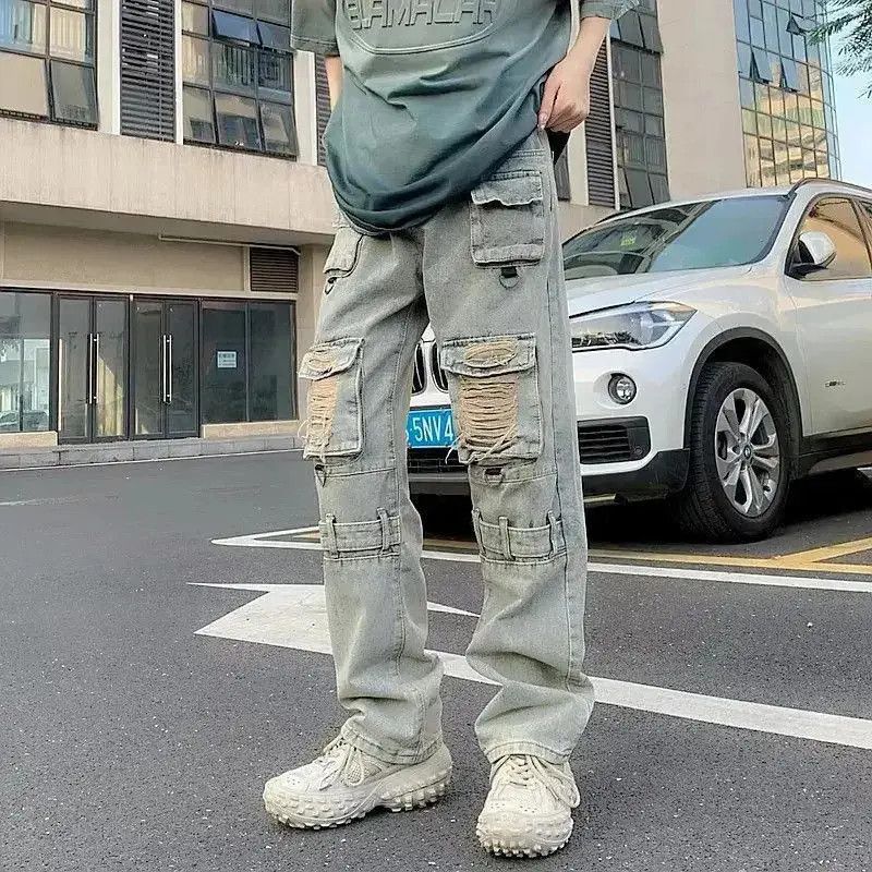Japanese Brand Pockets Y2K Streetwear Ripped Jeans Size US 32 / EU 48 - 2 Thumbnail