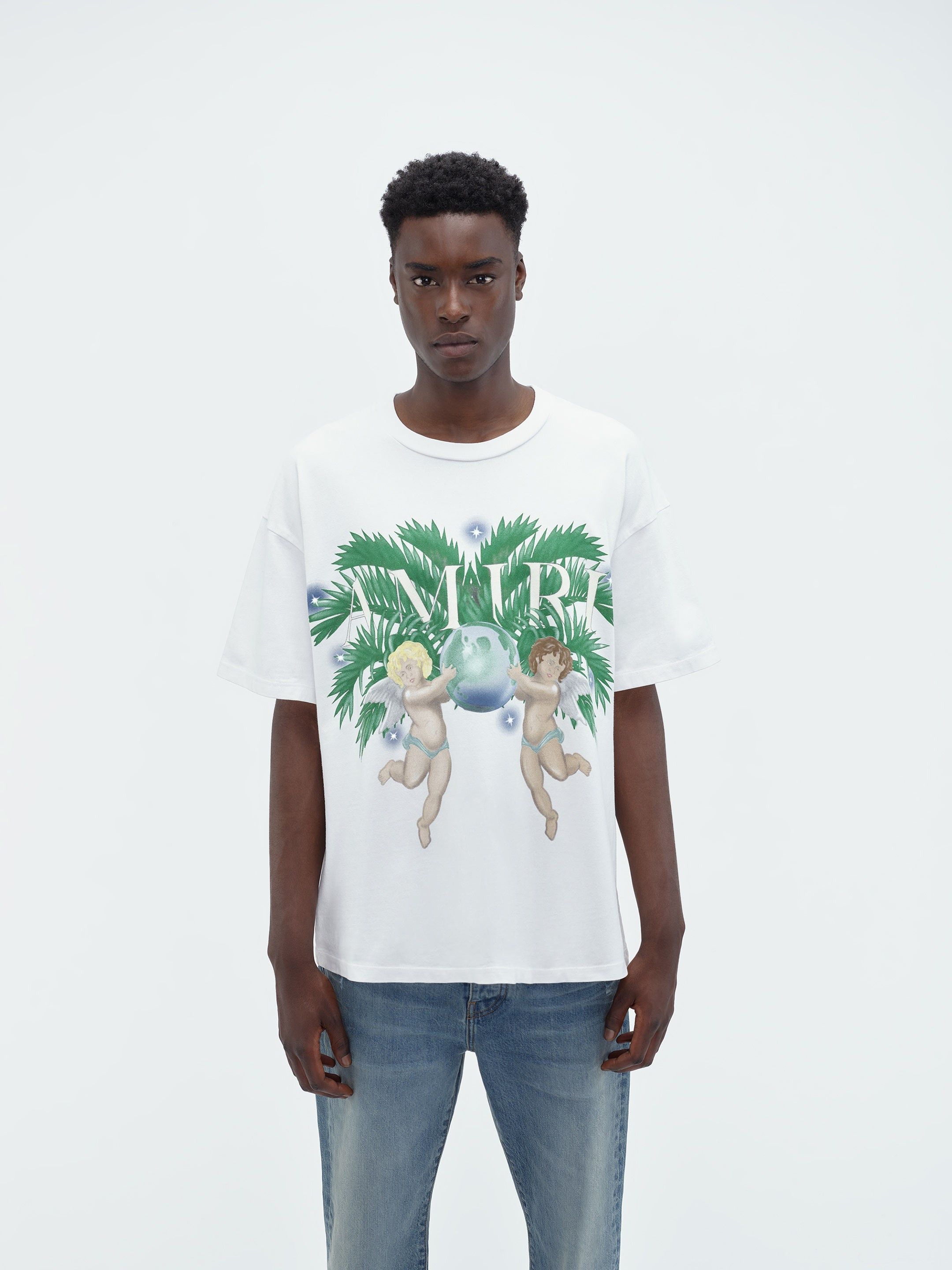 Amiri o1orln1025 Airbrush Cherub T-Shirt in White Size US M / EU 48-50 / 2 - 2 Thumbnail