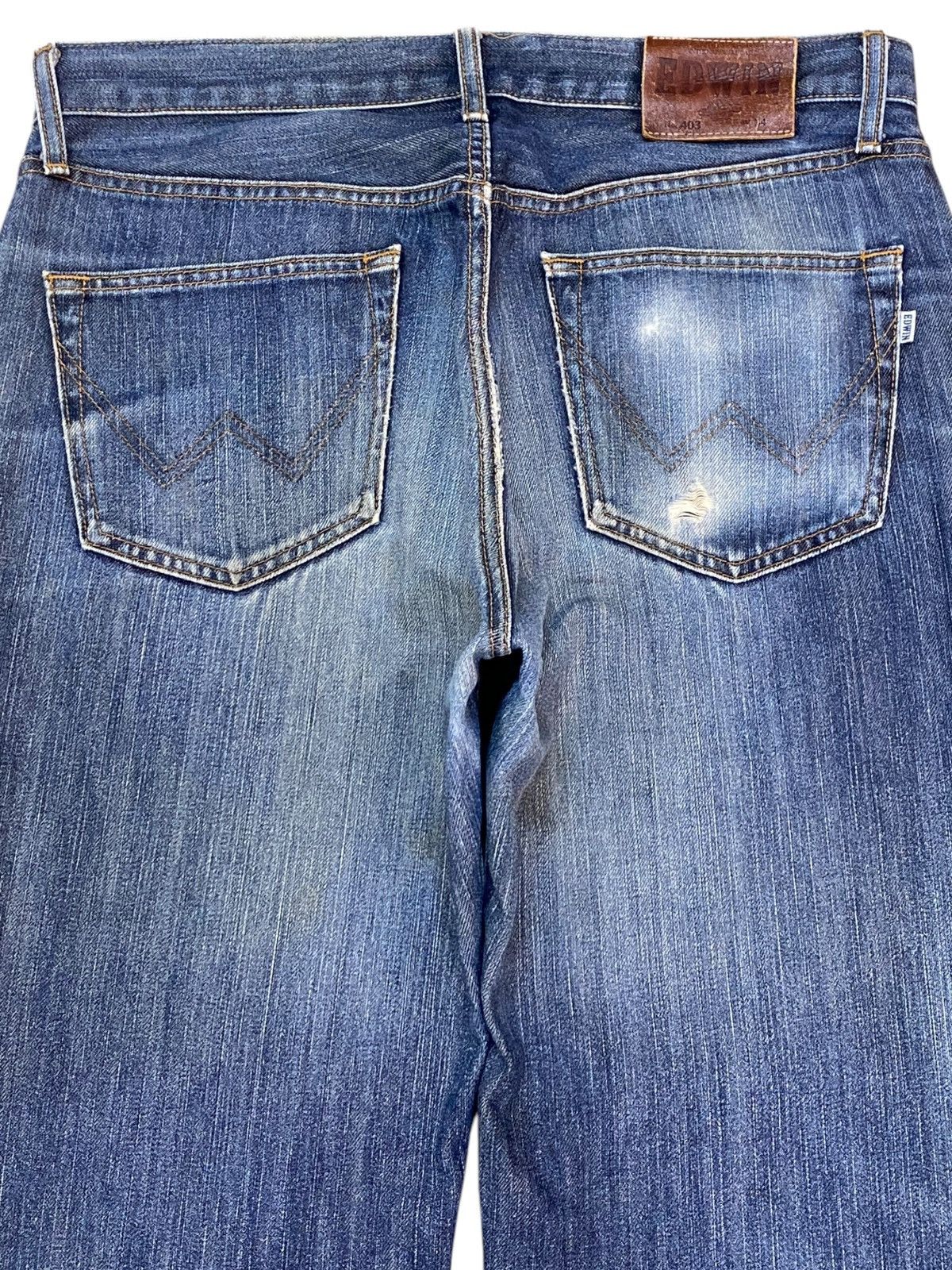 Edwin Vintage Japanese Edwin 403 Blue Wash Distressed Loose Jeans Size US 34 / EU 50 - 4 Thumbnail