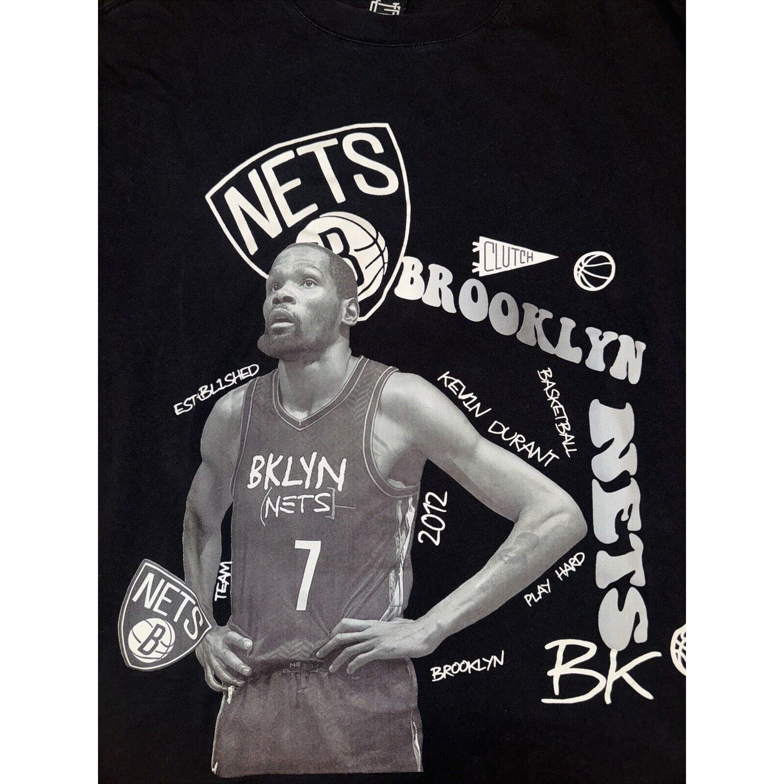 NBA × Rap Tees × Vintage Ultra Game Kevin Durant Brooklyn Nets T-Shirt Black M 22x26 Size US M / EU 48-50 / 2 - 2 Thumbnail