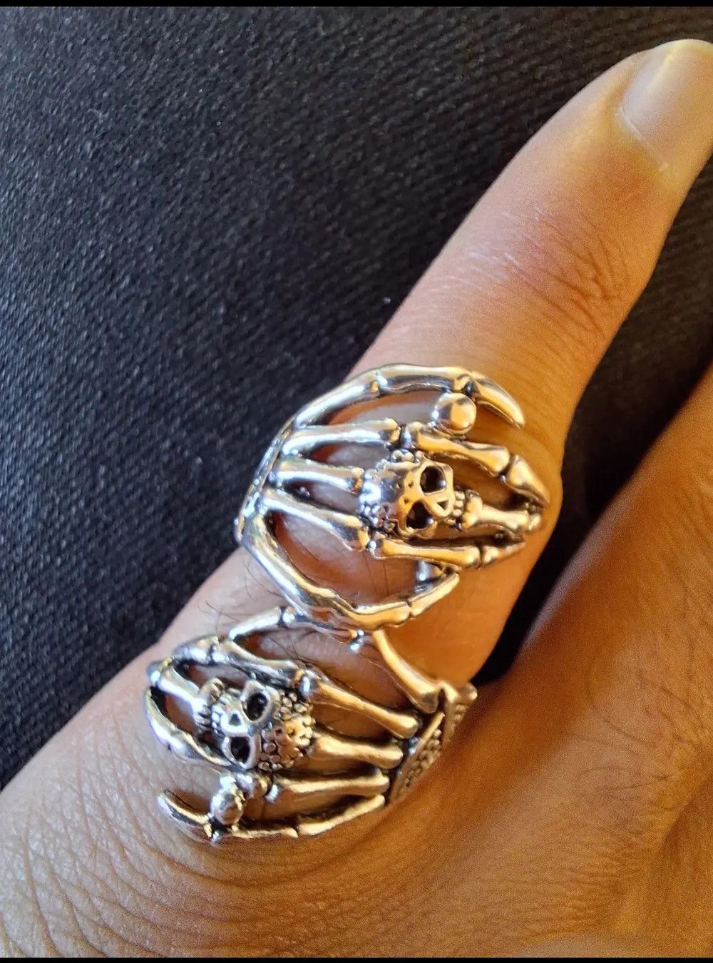 Jewelry Skull Gothic Vintage Skeleton Hand Bone Rings Size ONE SIZE - 1 Thumbnail