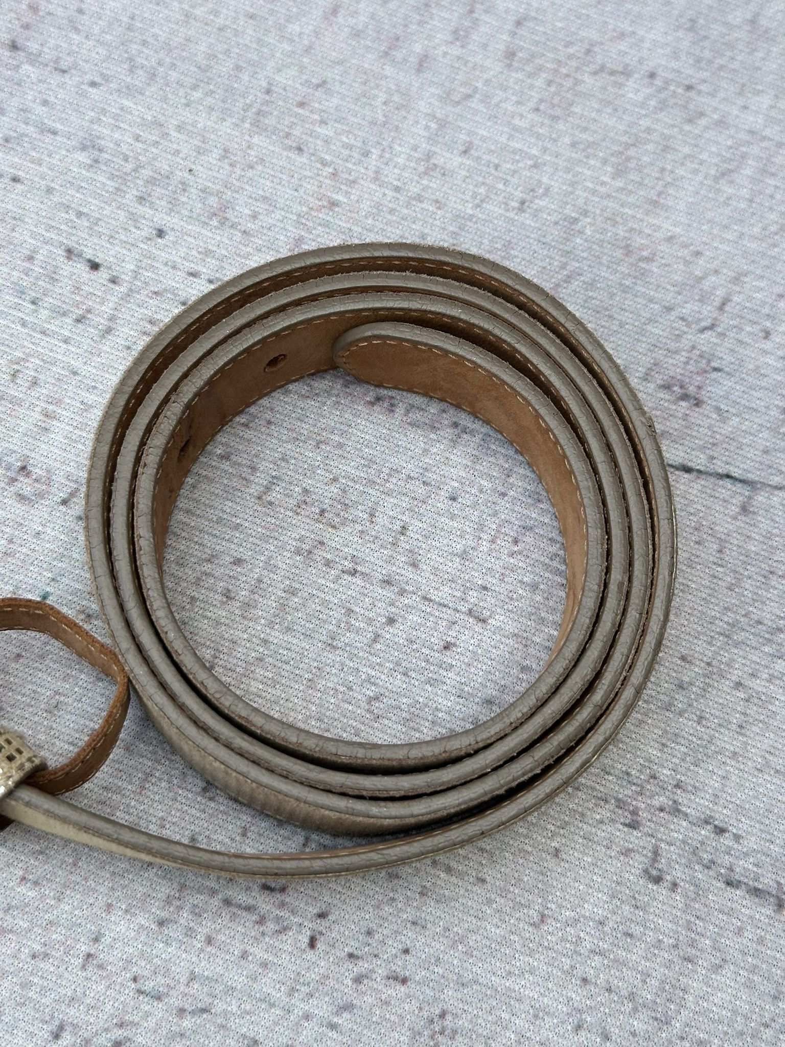 Fendi Belt Glass Buckle Shiny Reflective Champagne Gold