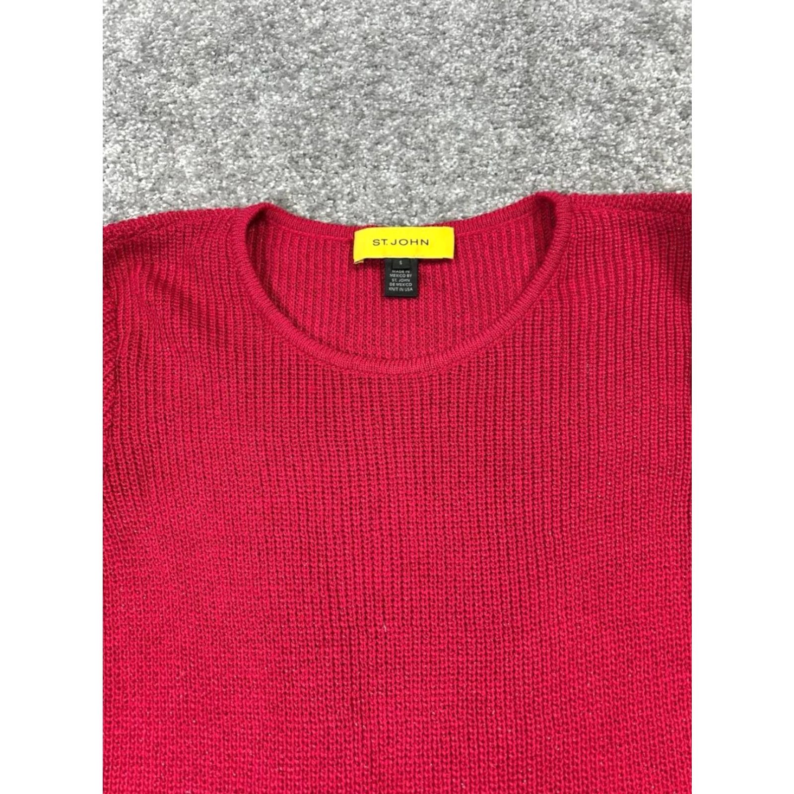 St. John VINTAGE ST.JOHN Women’s Blouse Shirt Adult Small Red Wool Knit Casual Spring Fall Summer Mens Size S / US 4 / IT 40 - 2 Thumbnail