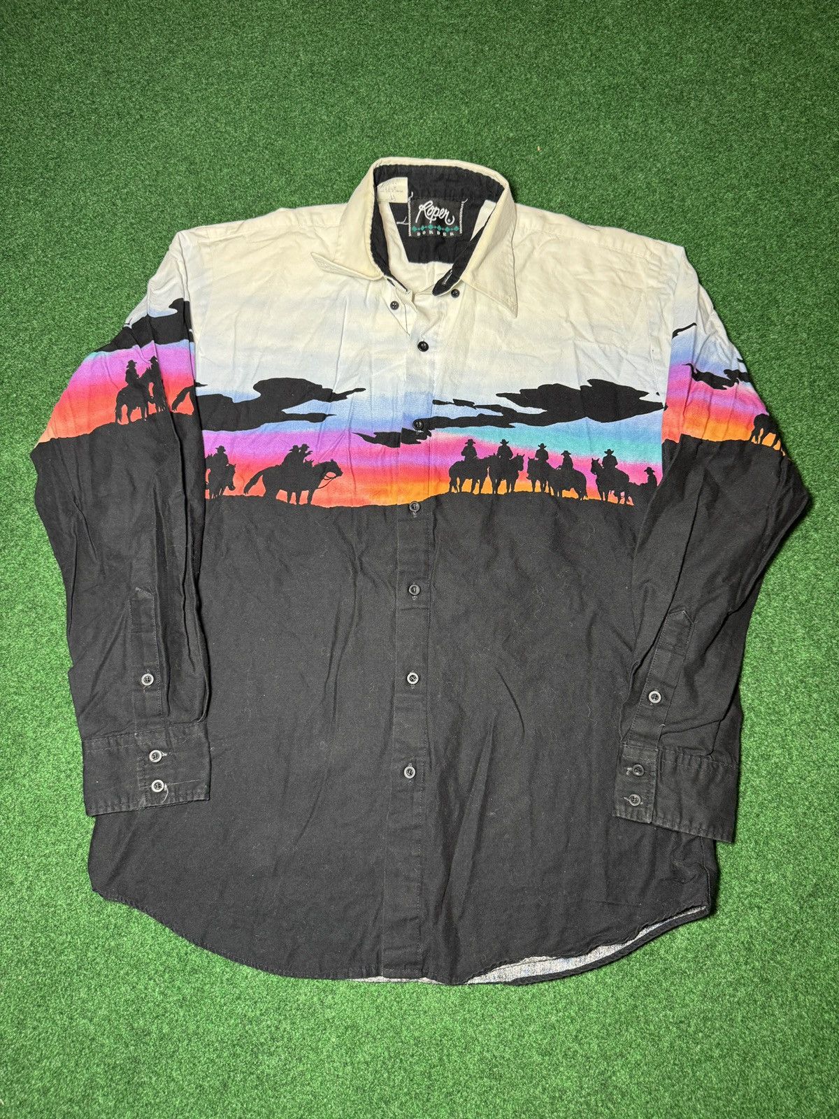 Roper × Vintage Vintage 90s Roper Wild Horses Retro Cowboy Button Up Shirt Size US M / EU 48-50 / 2 - 1 Thumbnail