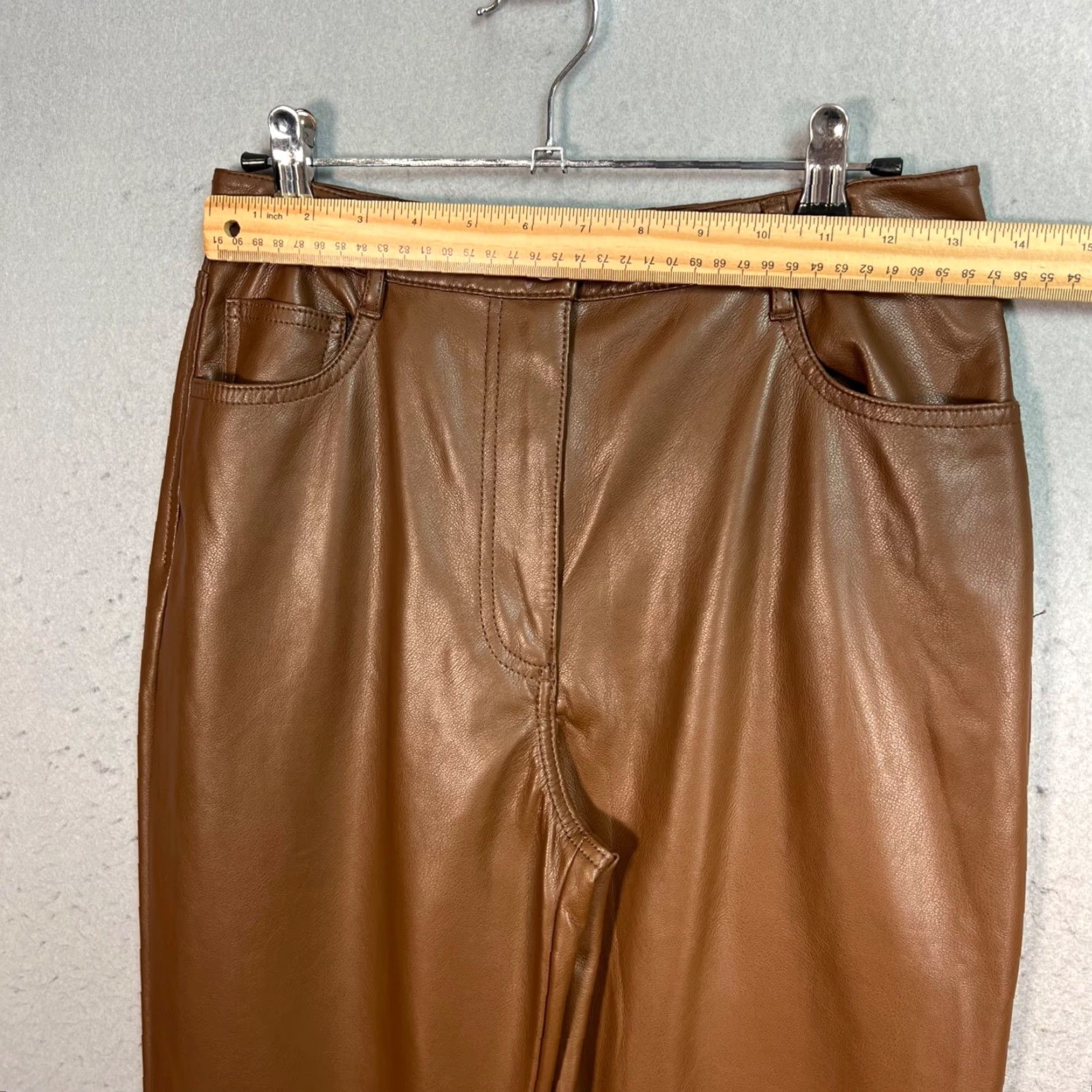 Oak + Fort Oak + Fort Brown Faux Leather High-Waisted Straight Leg Pants Womens Size 4 Size 27" / US 4 / IT 40 - 5 Thumbnail
