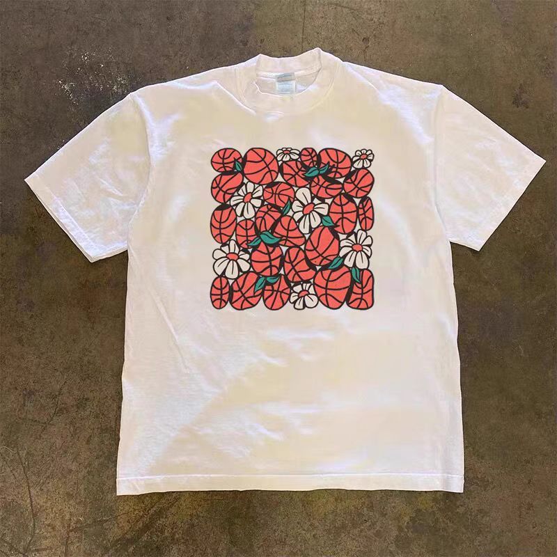 Japanese Brand White Loose Basketball Print Short Sleeve T-Shirt Size US M / EU 48-50 / 2 - 2 Thumbnail