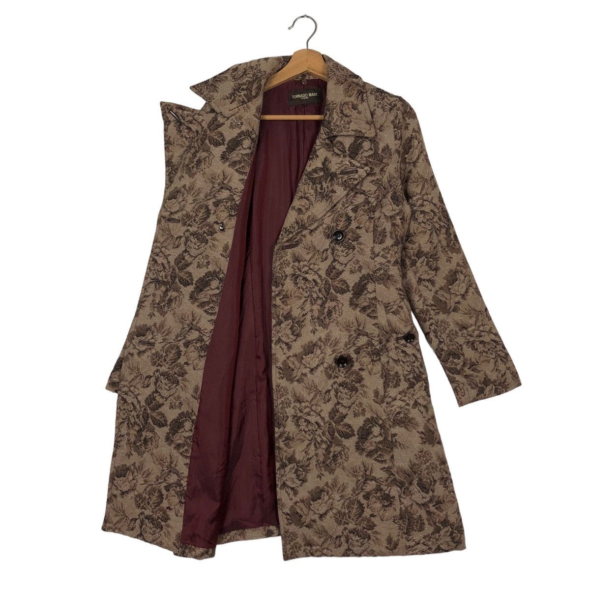 Tornado Mart 🔥Rich Brown - Double Breast Fly Coats Jacket Flower Over Size M / US 6-8 / IT 42-44 - 9 Thumbnail