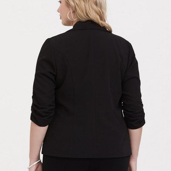 Torrid TORRID Black City Twill Classic Fit Plus Size Ruched Blazer Size XXL / US 16-18 / IT 52-54 - 4 Thumbnail