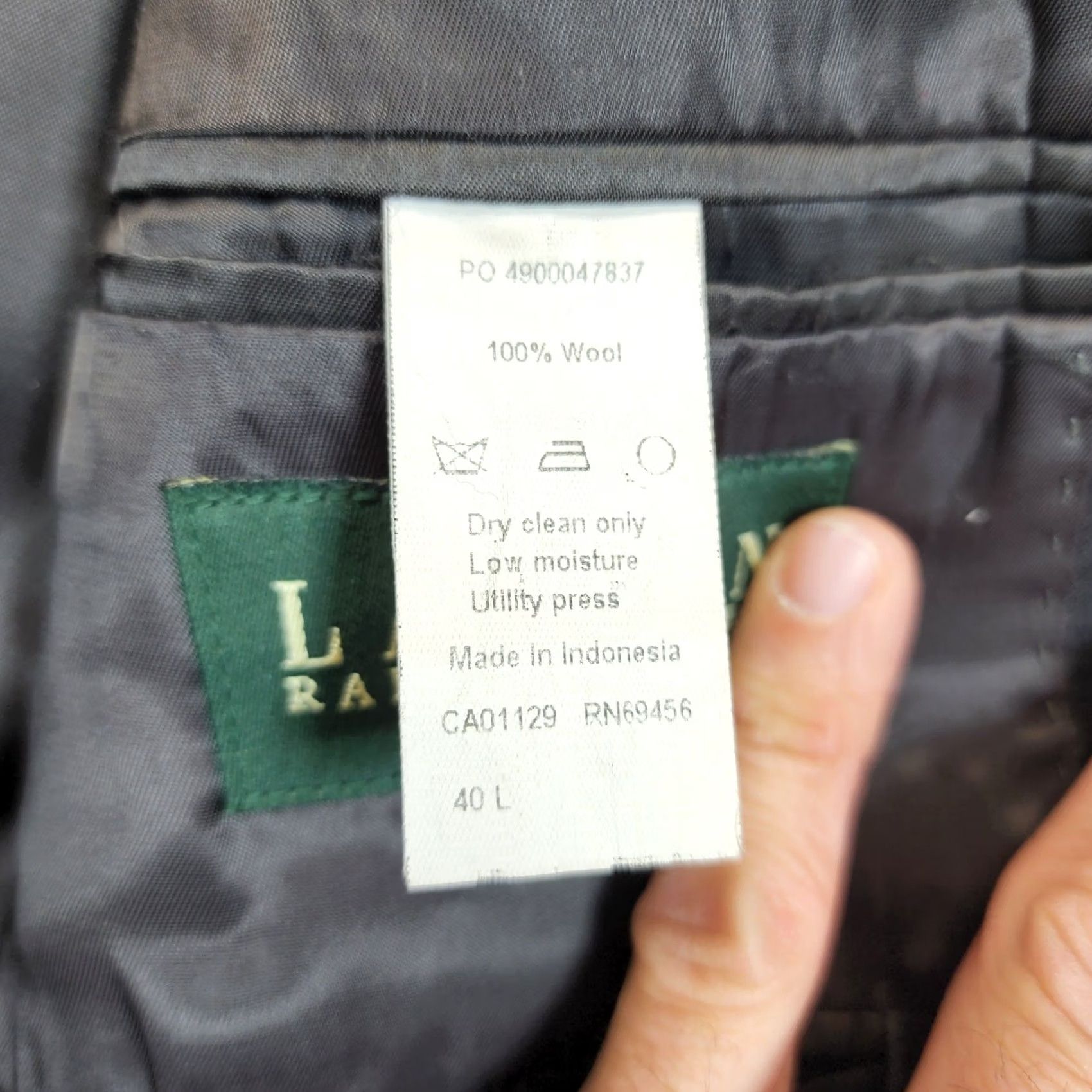 Ralph Lauren Ralph Lauren LRL Mens Sport Coat 40 L Black 100% Wool 2 Button Career Business Coat Jacket Mens Size US XXS / EU 40 - 5 Thumbnail