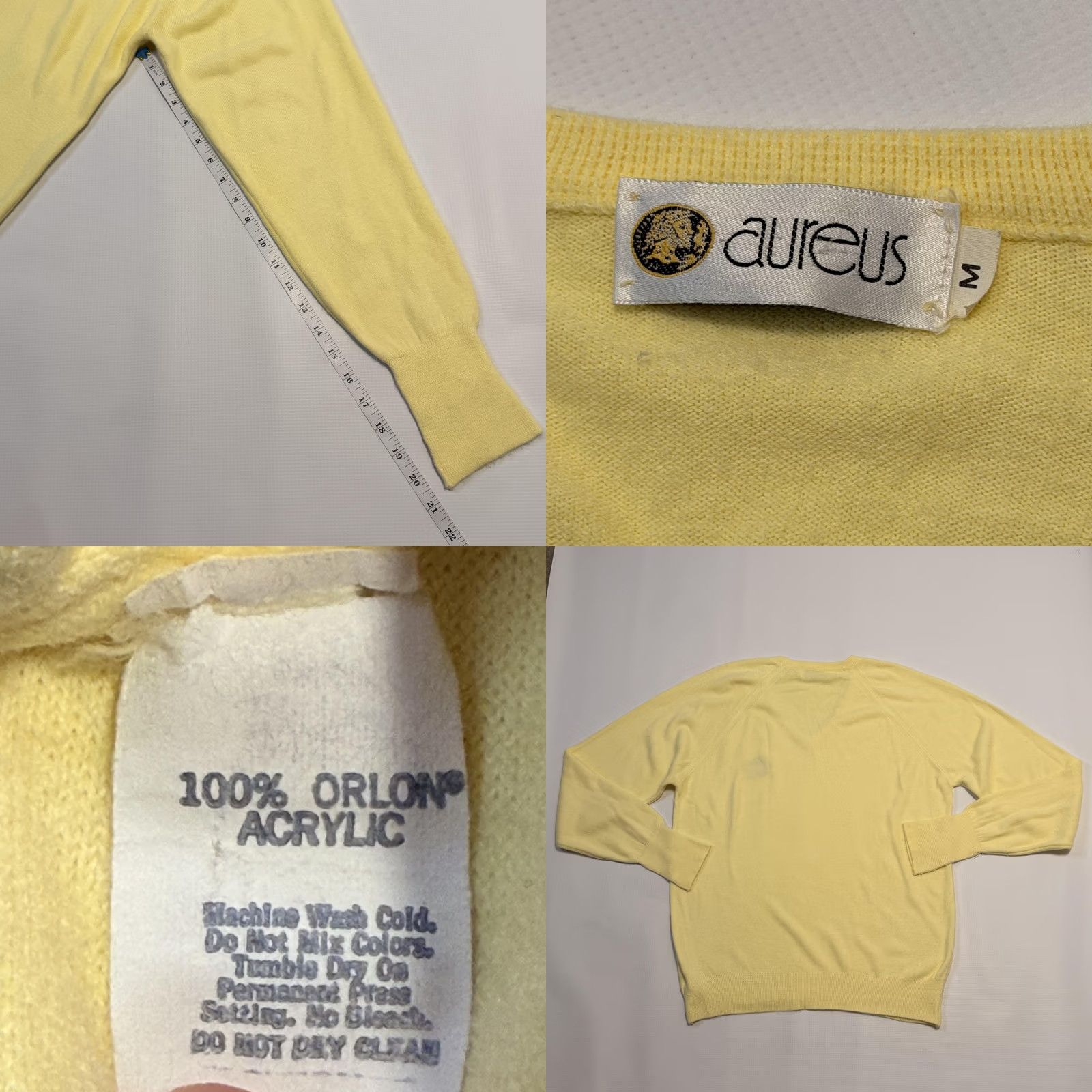 Vintage VINTAGE Aureus Sweater Pullover Mens M Yellow V-Neck Acrylic Patch 90s Size US M / EU 48-50 / 2 - 8 Thumbnail