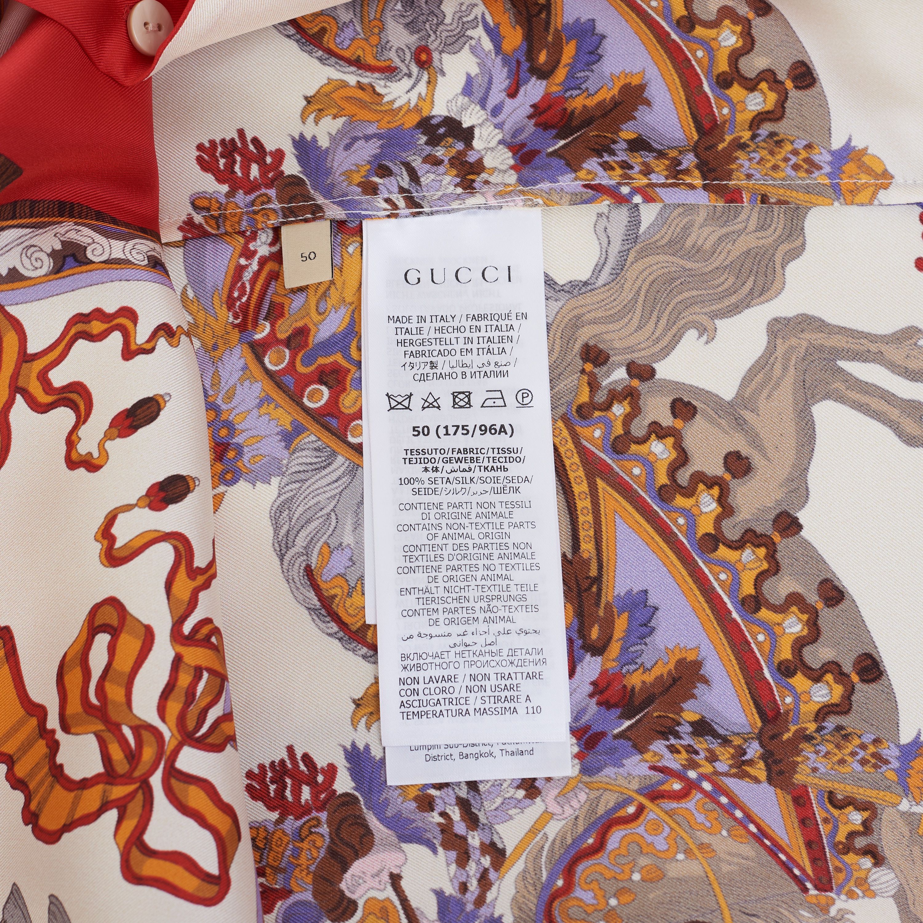 Gucci Bowling Shirt In Ivory And Red Printed Silk Size US M / EU 48-50 / 2 - 12 Thumbnail