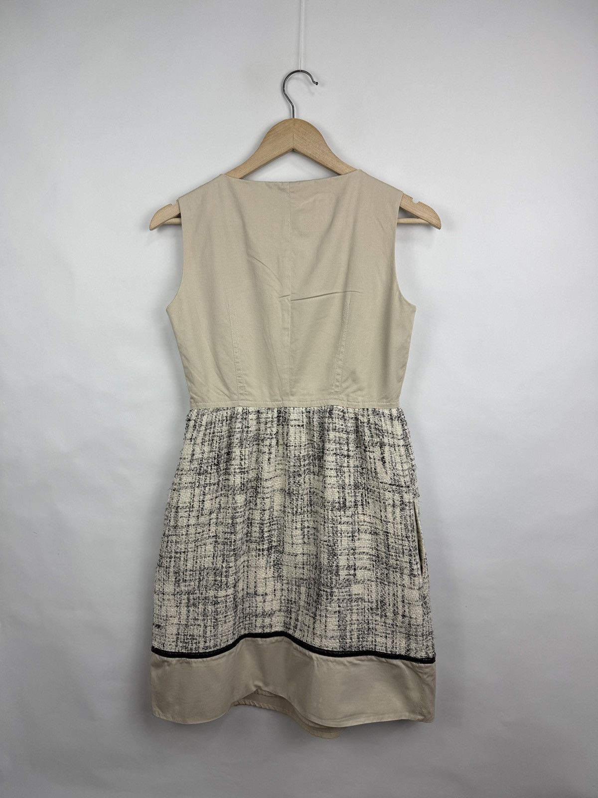 Max Mara 🇮🇹 Vintage Max Mara Weekend Beige Partial Tweed Dress Retro Size M / US 6-8 / IT 42-44 - 9 Thumbnail