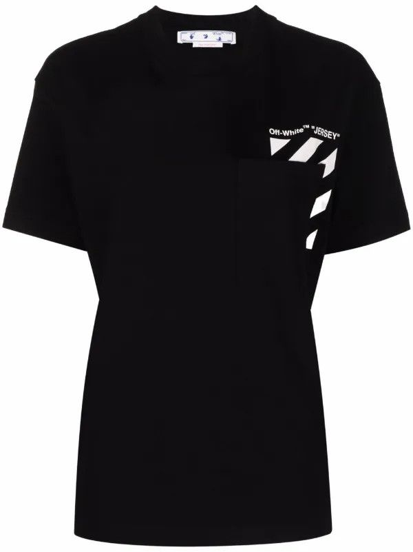 Off-White o1gr1nt0325 Diag Pocket Casual T-Shirt in Black Size XS / US 0-2 / IT 36-38 - 1 Thumbnail