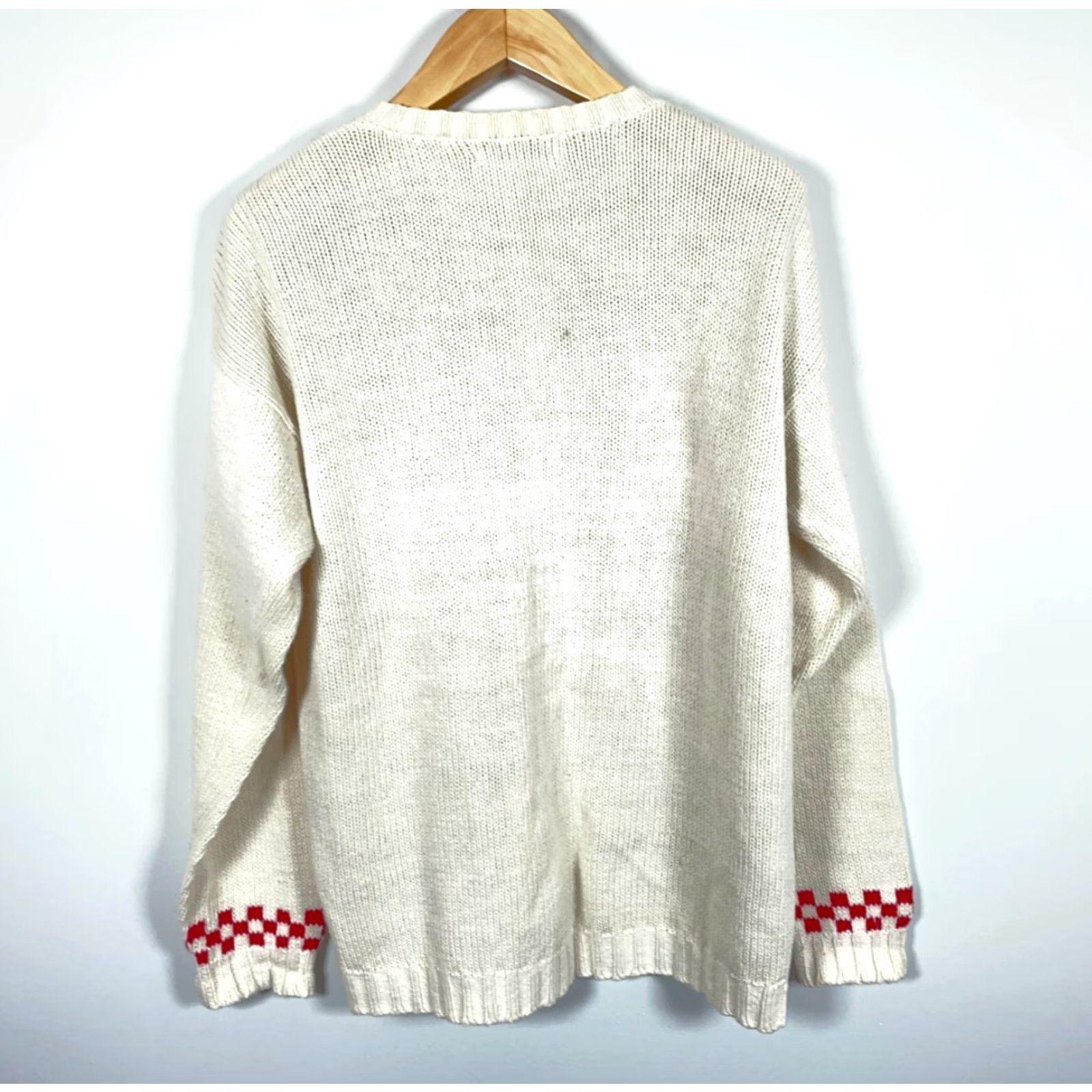 Apple VINTAGE 90s Teacher Motif Cardigan Women's XL Ivory Sweater Harvest Apple Novelty Highgate Size XL / US 12-14 / IT 48-50 - 2 Thumbnail