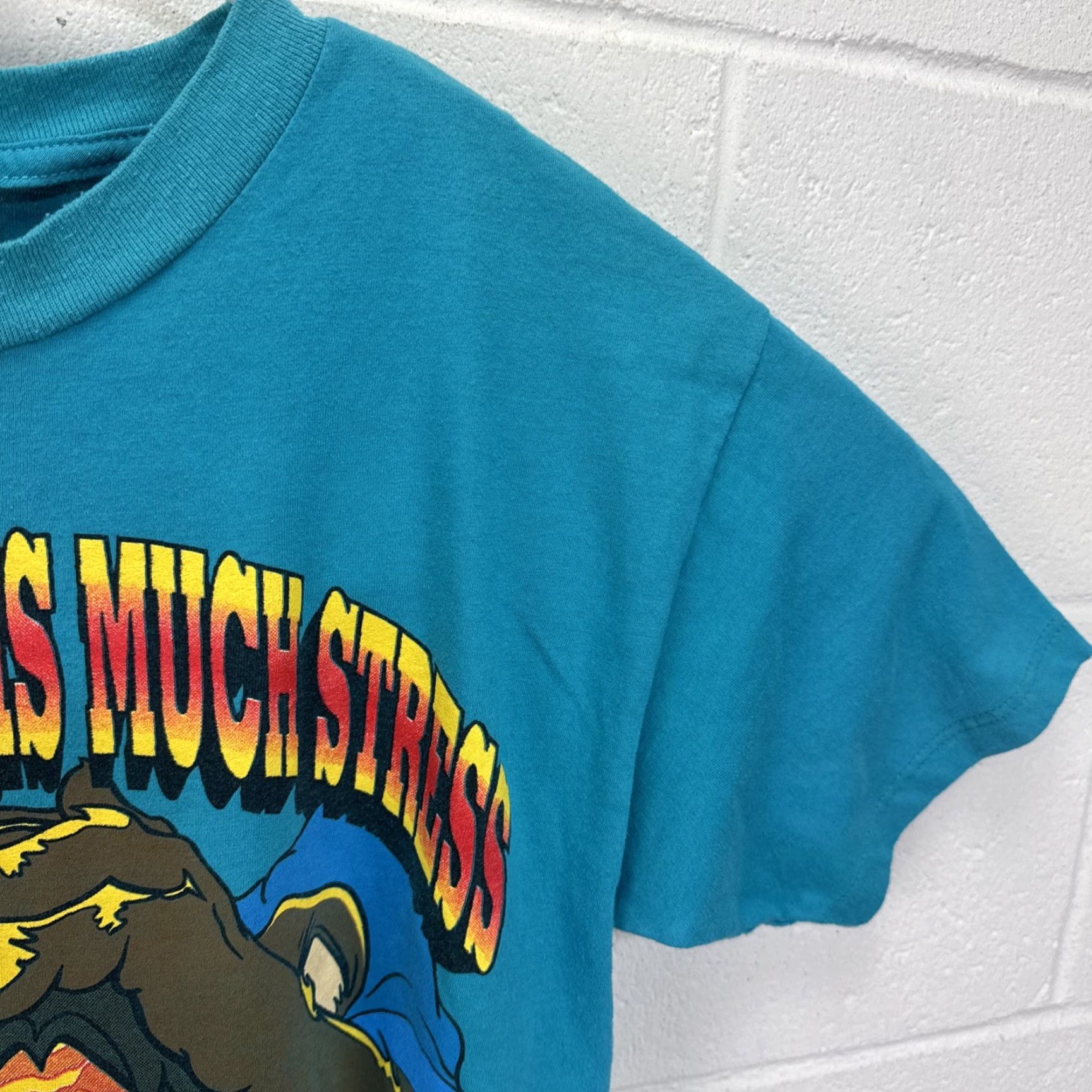 Vintage VINTAGE SSI T-Shirt Men Blue 90s Funny Animals Stress Staying Home Cartoon Logo Graphic Print Short Sleeve Crew Neck Adult Large Size US L / EU 52-54 / 3 - 7 Thumbnail