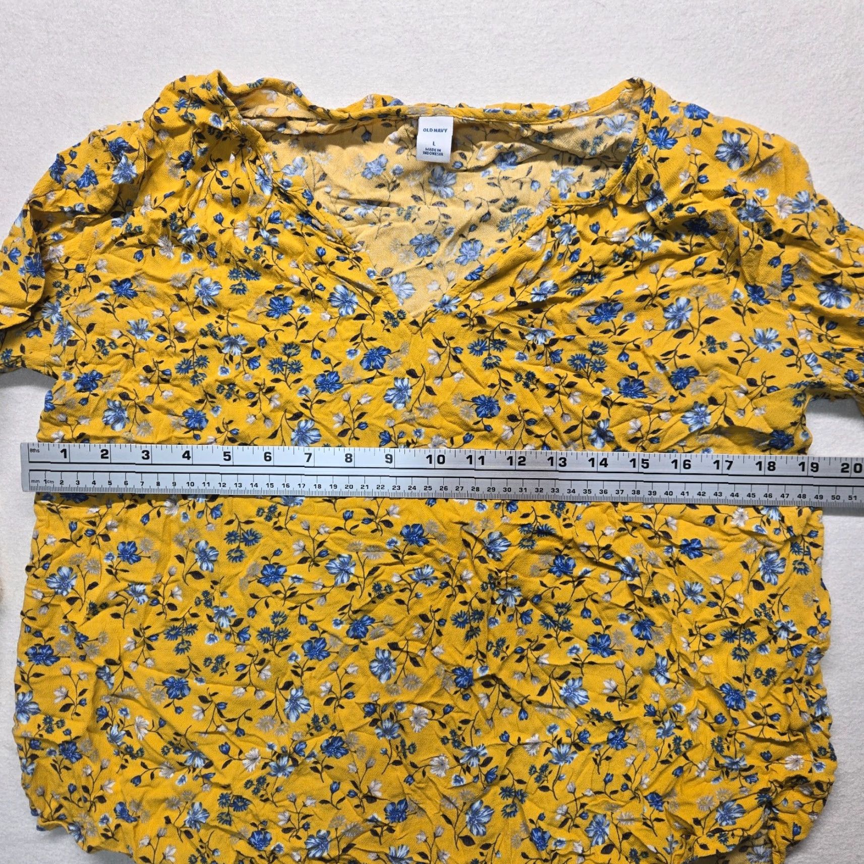 Old Navy Vintage Old Navy Yellow Floral Long Sleeve V-Neck Blouse Women Large Size L / US 10 / IT 46 - 3 Thumbnail