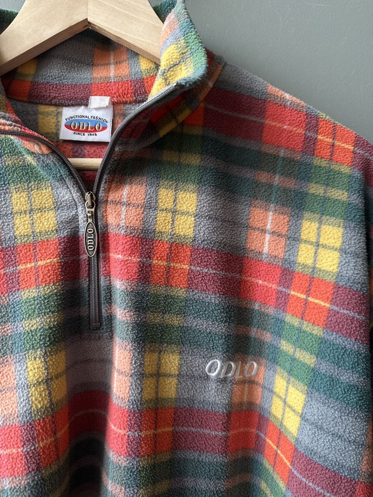 Odlo Vintage Odlo 1/4 Zip Fleece Check Sweater Size L Size US L / EU 52-54 / 3 - 3 Thumbnail
