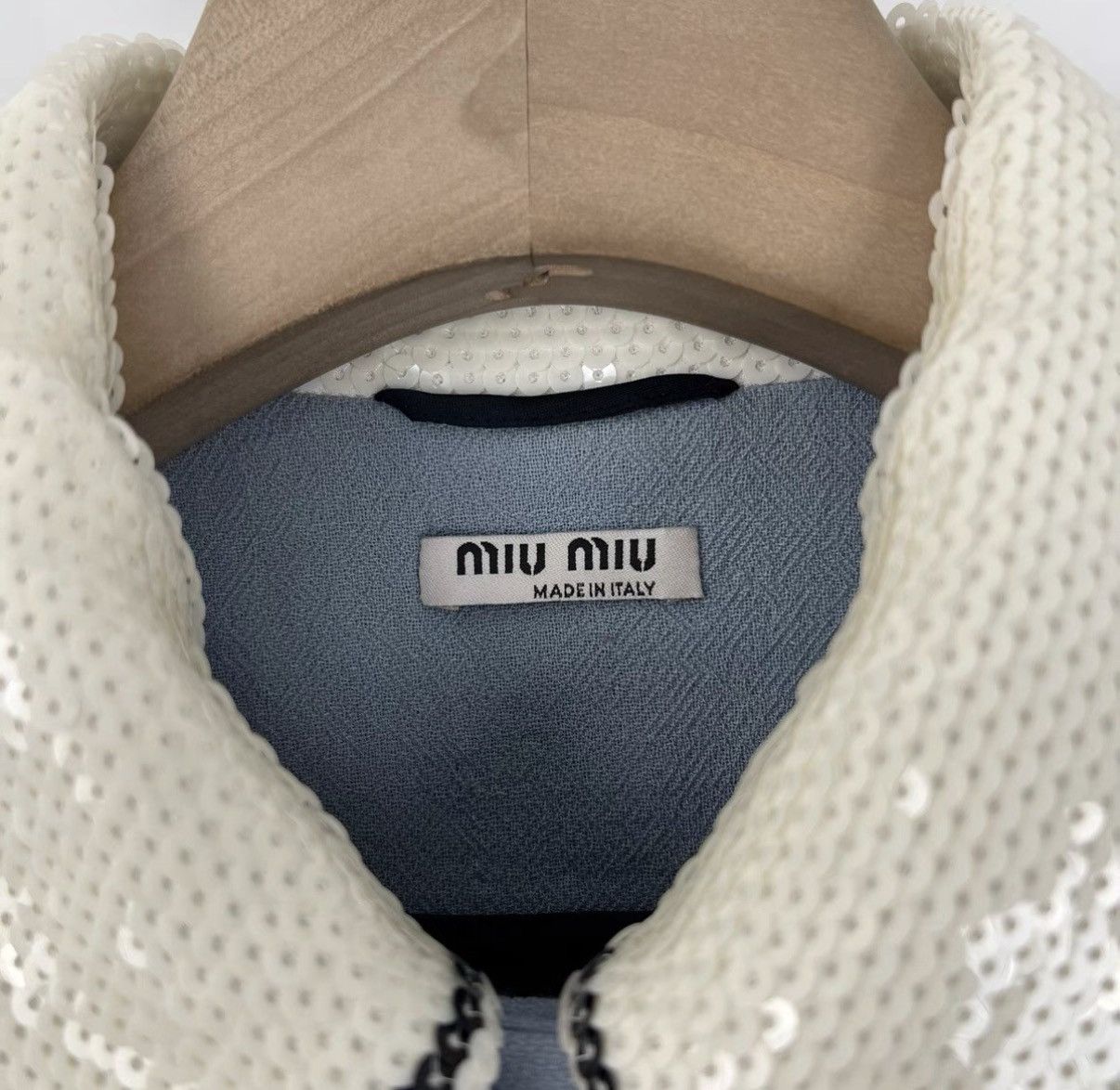Miu Miu Miu Miu blue heavy embellished sequin lapel jacket K12 Size S / US 4 / IT 40 - 3 Thumbnail